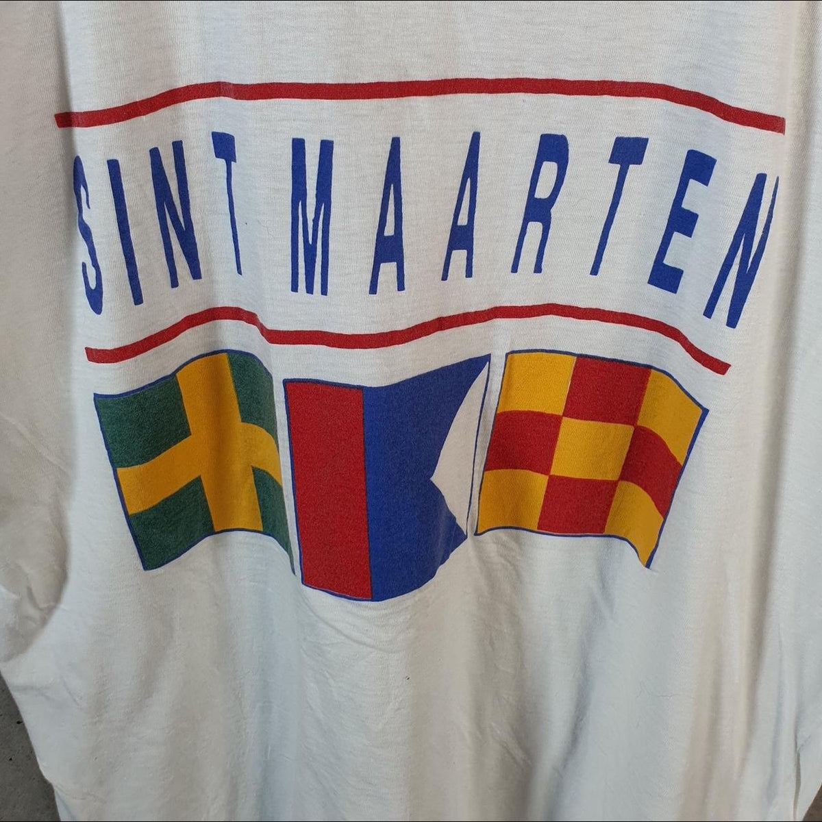 Vintage Beach Club Sint Maarten Graphic 90s USA Single Stitch T Shirt Men’s XL White
