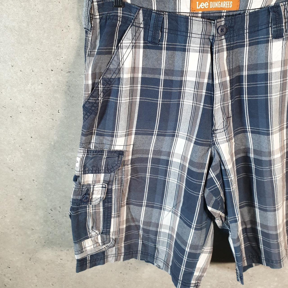 Vintage Lee Dungarees Shorts Jorts Chino Cargo Men’s W34 Checkered Cotton