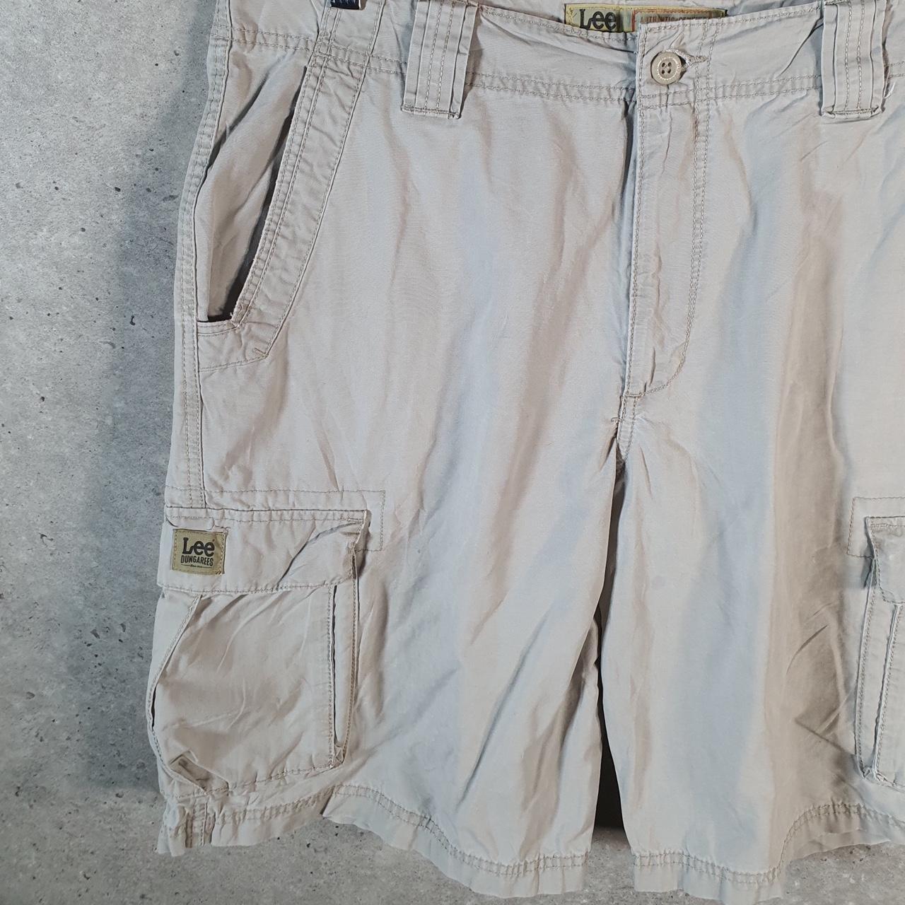 Vintage Lee Chino Shorts Jorts Cargo Mens W36 Brown Baggy Cotton A4449