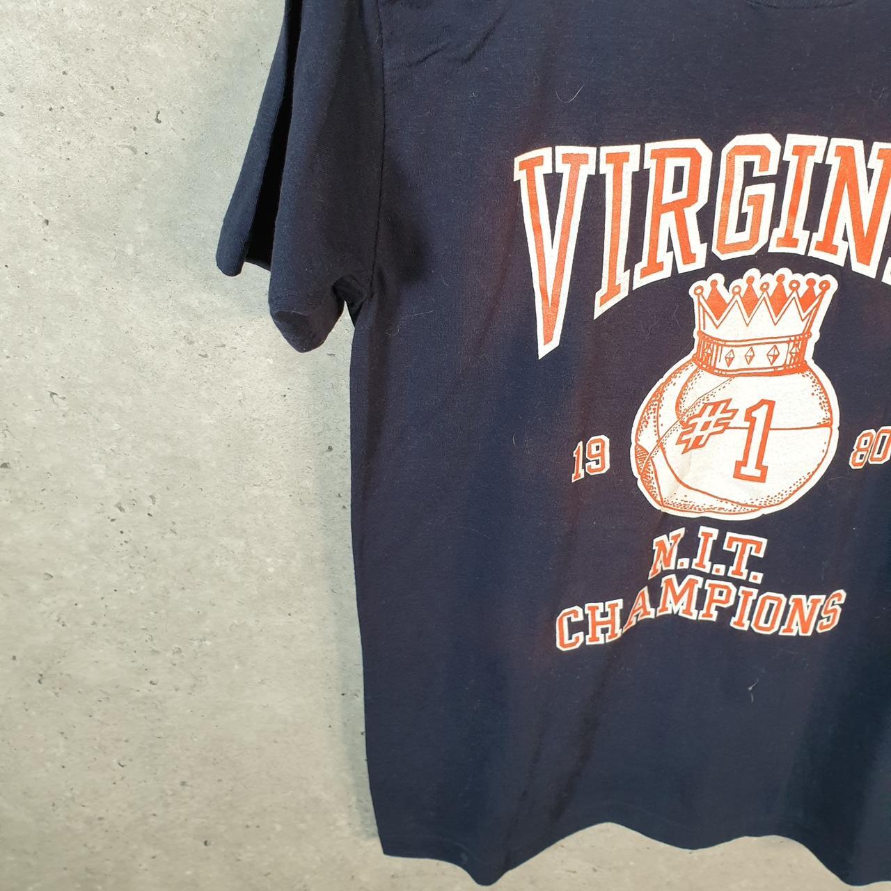 Vintage Velva Sheen Virginia Cavaliers 1980 USA Single Stitch T Shirt Men’s Medium Navy Blue