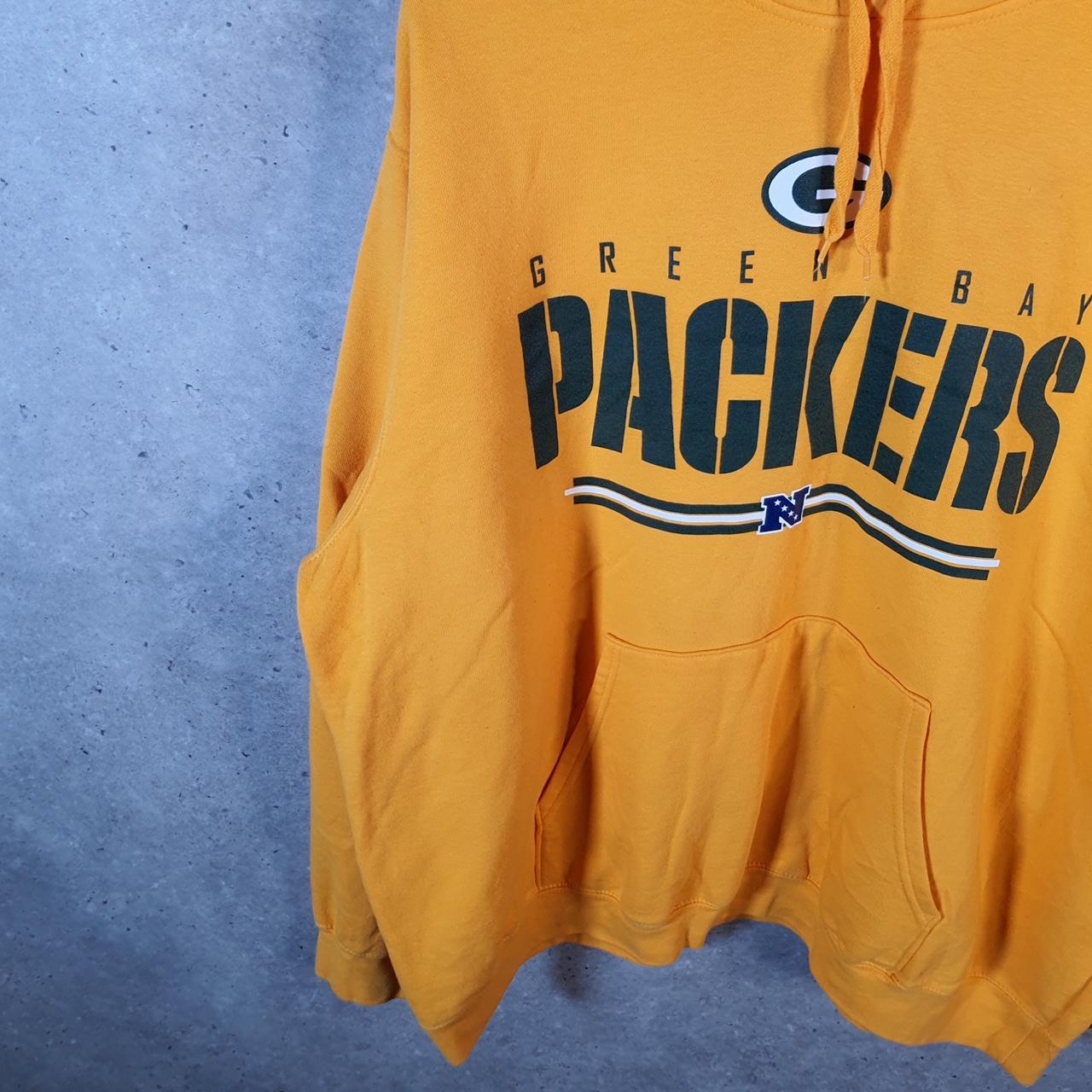 Vintage NFL Green Bay Packers Hoodie Mens 2XL Yellow Pullover USA Pro Sport