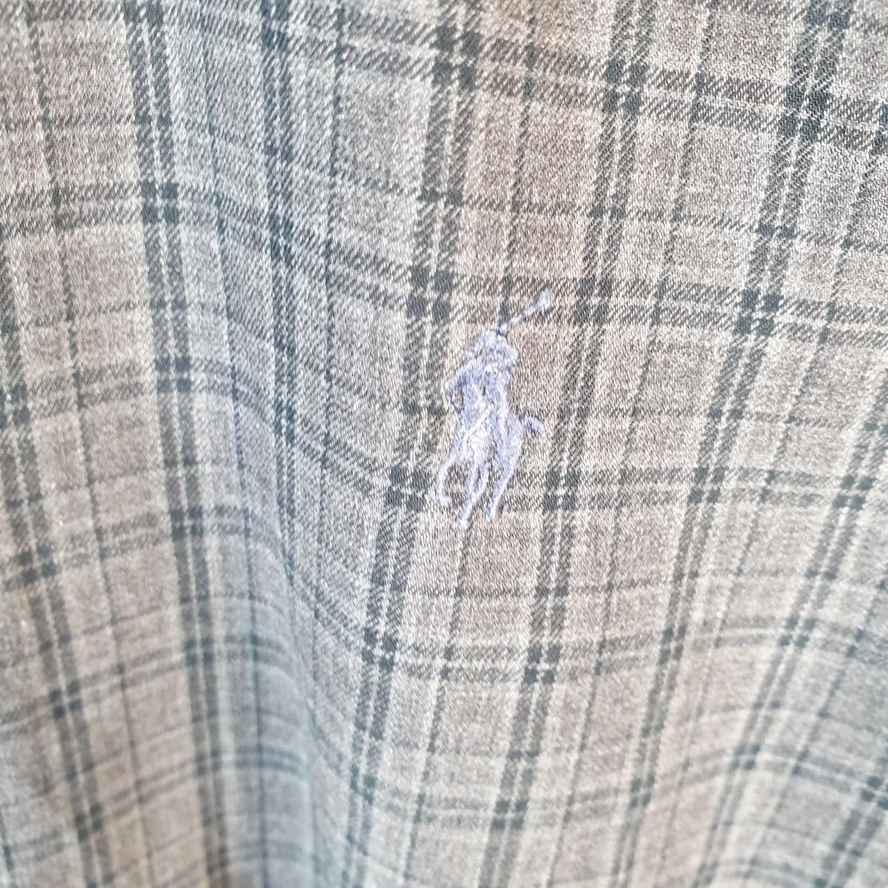 Vintage Ralph Lauren Button Down Shirt Men’s Small Grey Checkered Classic Fit Cotton Pony Big Fish Vintage