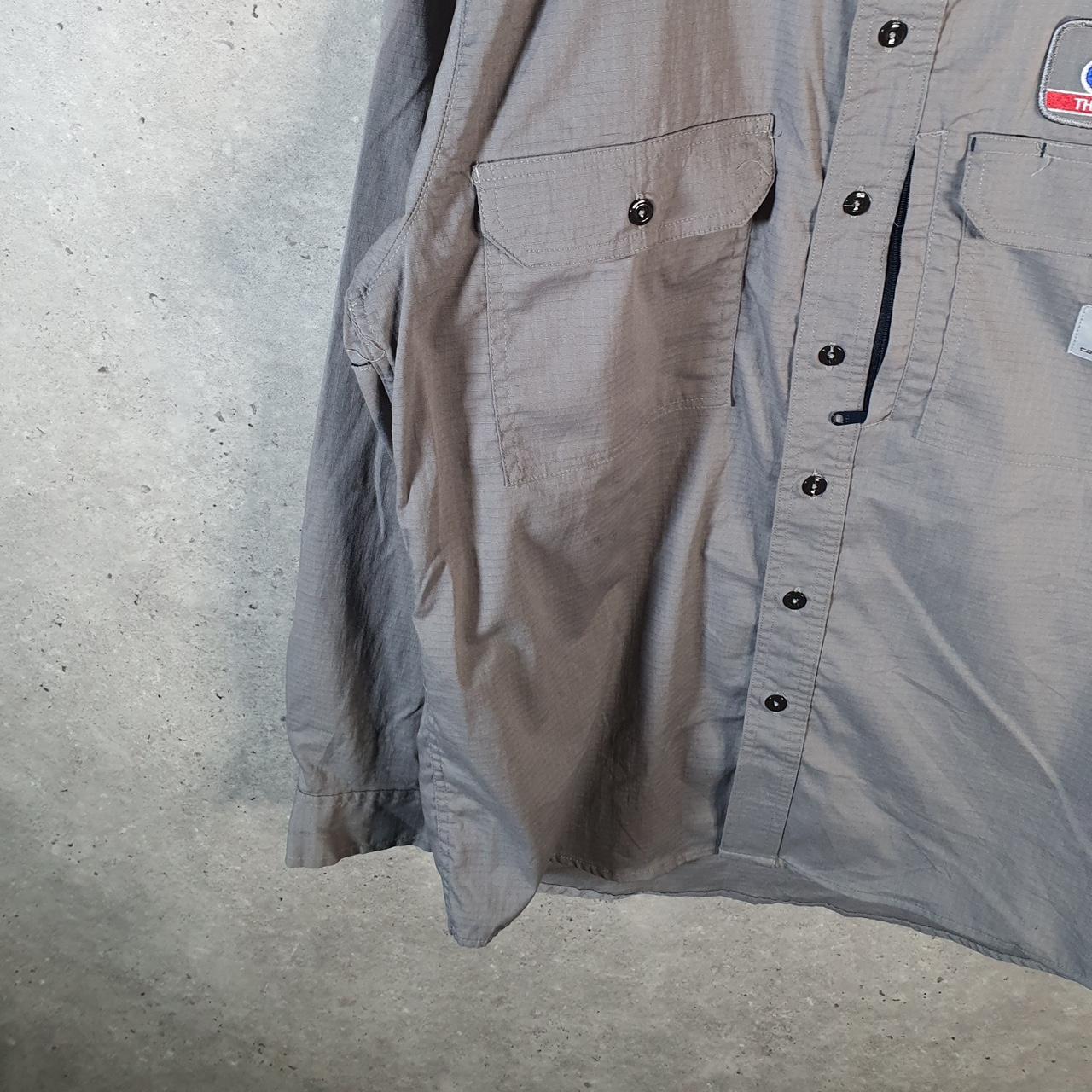Vintage Carhartt Shirt Button Down Mens Medium Grey Long Sleeve Utility Relaxed Fit