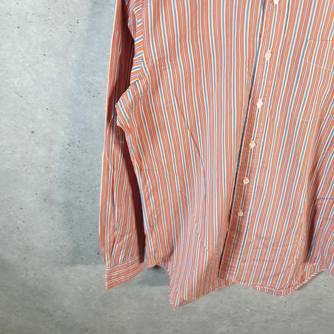 Vintage Ralph Lauren Button Down Shirt Men’s Medium Orange Striped Fit Cotton