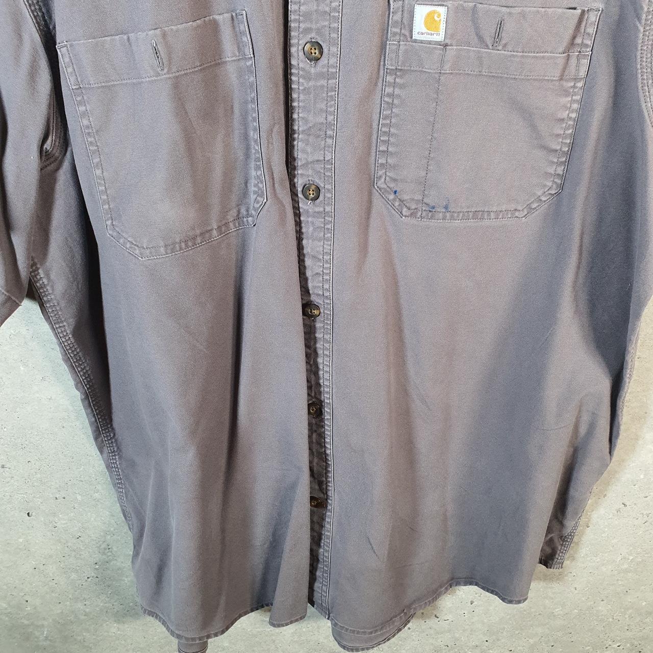 Vintage Carhartt Shirt Button Down Mens XL Grey Short Sleeve Chore Utility Relaxed - Big Fish Vintage