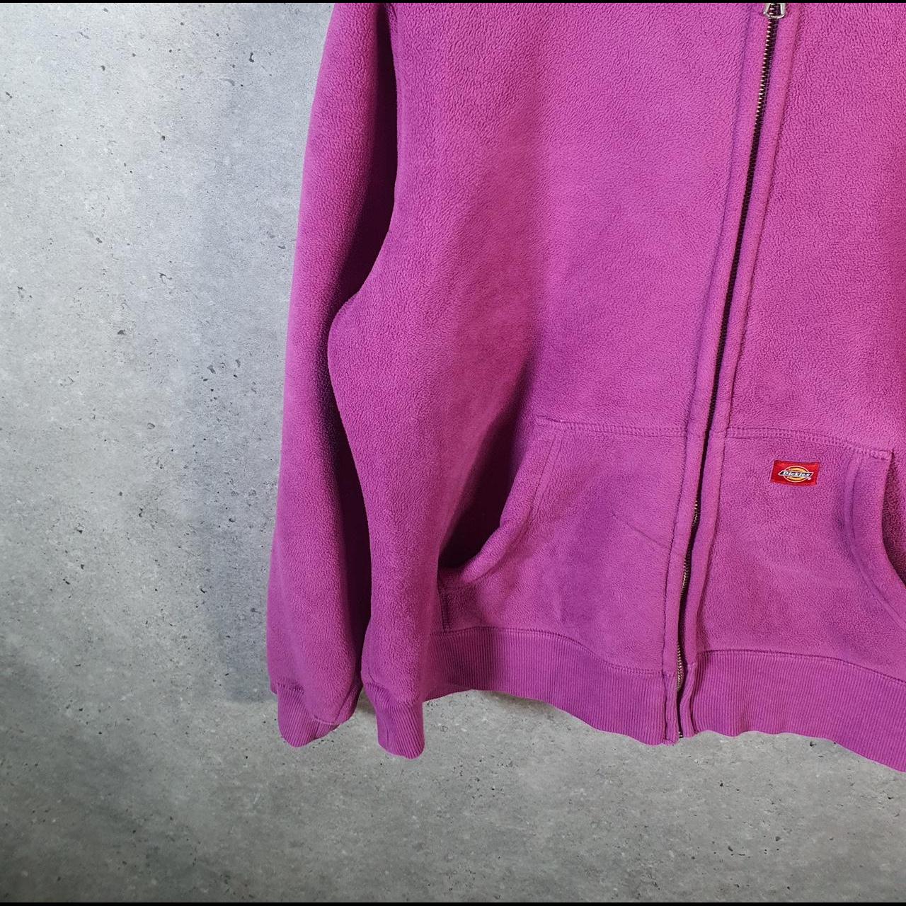 Vintage Dickies Full Zip Fleece Hoodie Womens Large Purple Spellout Logo Winter