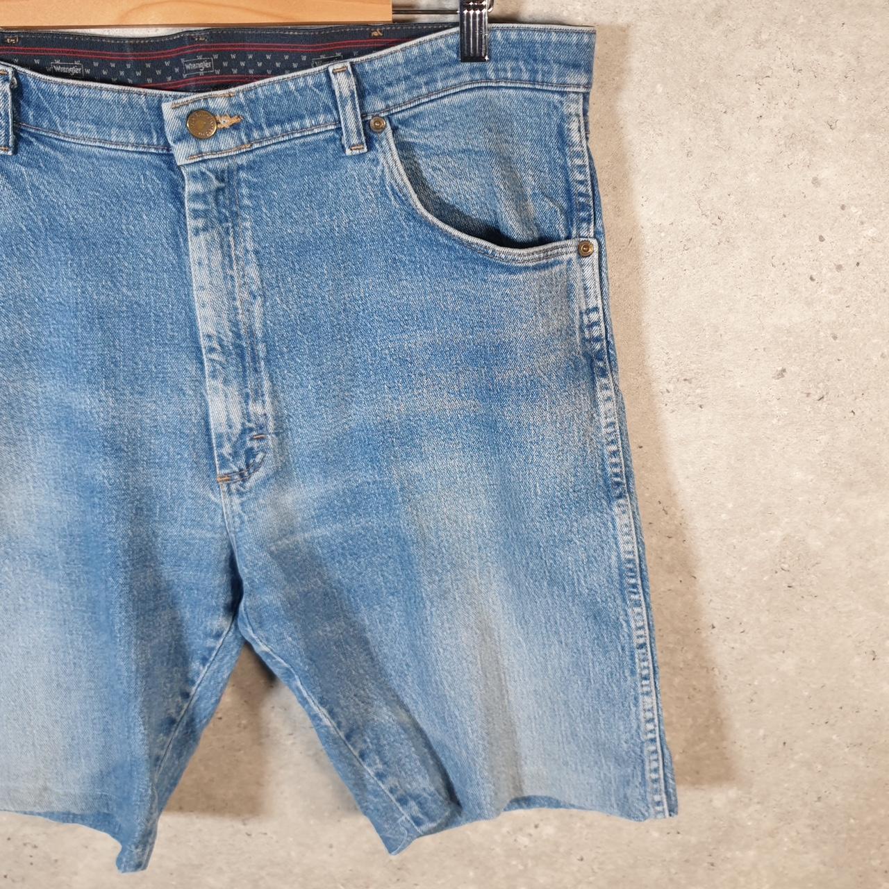 Vintage Wrangler Denim Shorts Jorts Cargo Men’s W38 Relaxed Blue Baggy Cotton