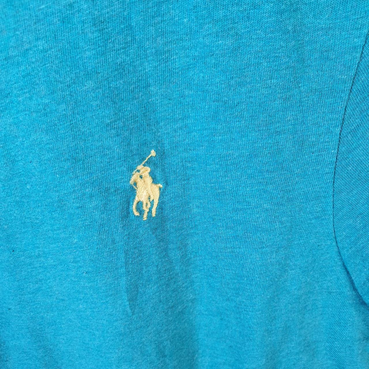 Vintage Ralph Lauren Polo T Shirt Men’s Large Blue Embroidered Pony Custom Slim Fit C9124