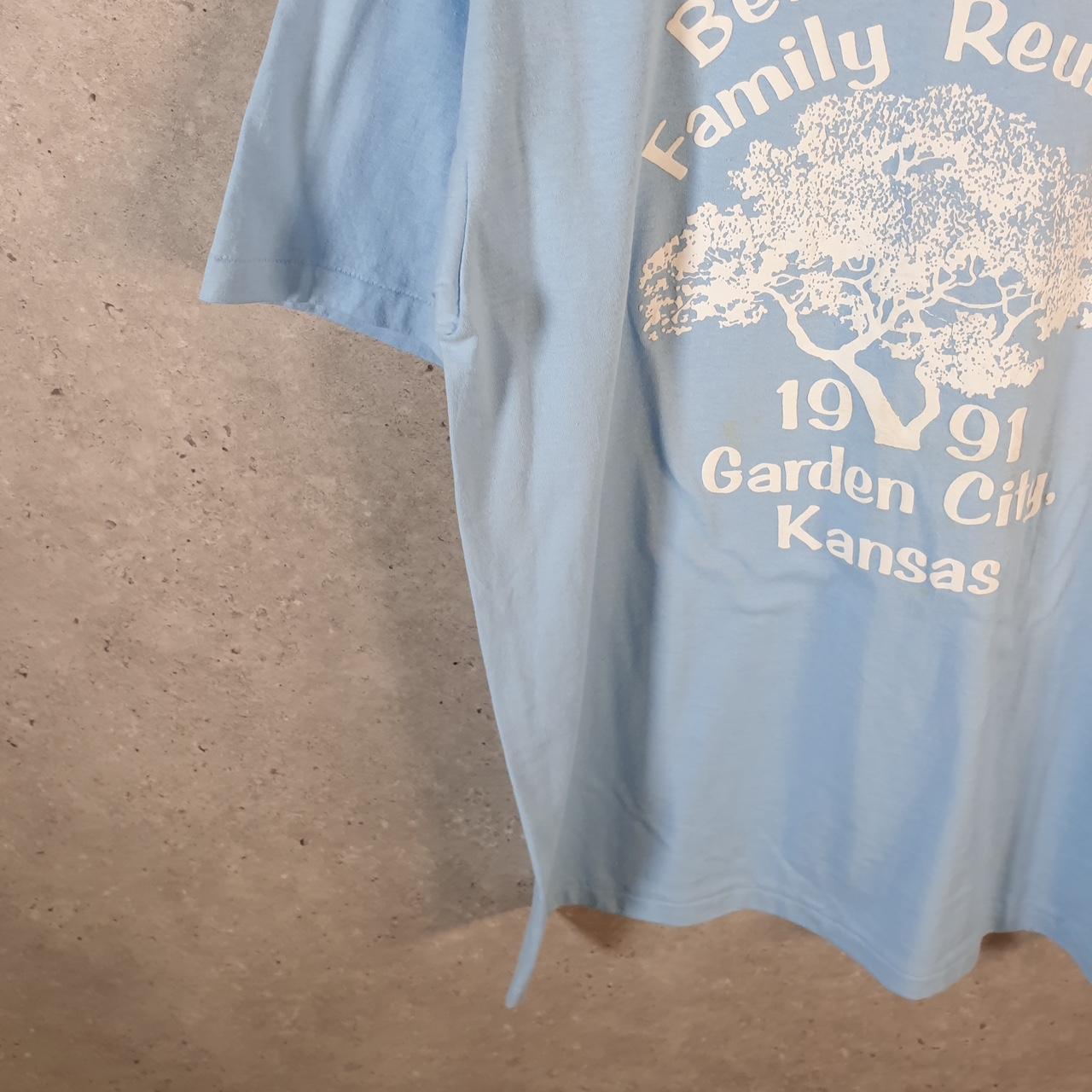 Vintage Hanes 1991 Kansas Garden City USA Single Stitch T Shirt Men’s Large Blue