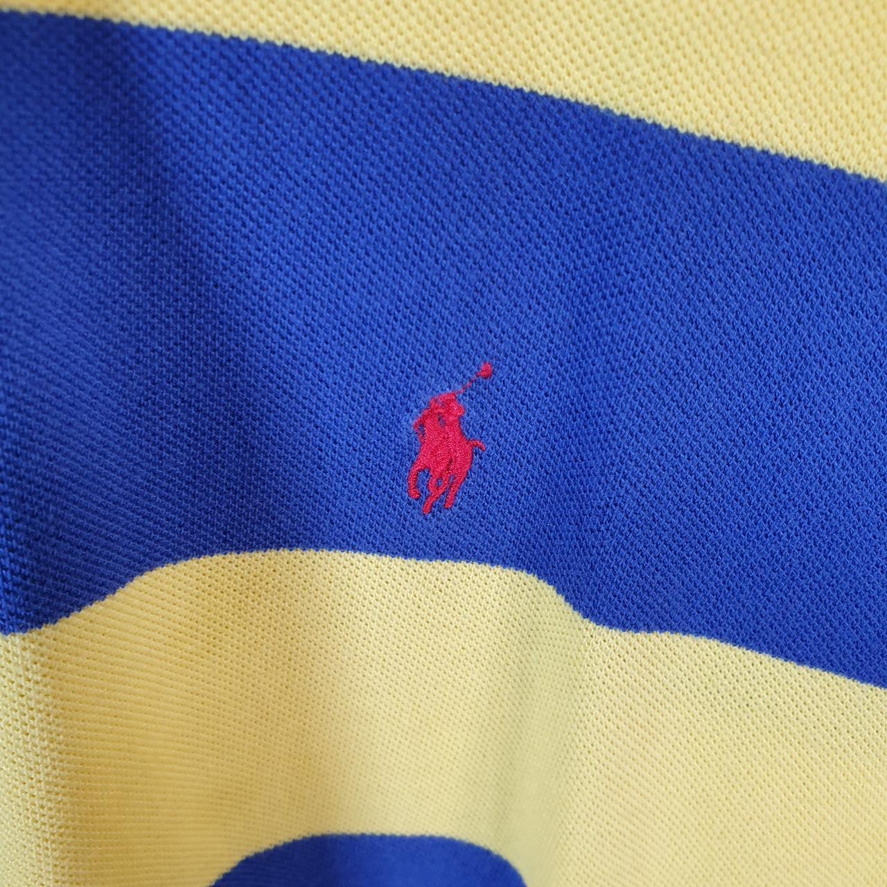 Vintage Ralph Lauren Polo Shirt Men’s Large Blue Striped Cotton Pony C9625