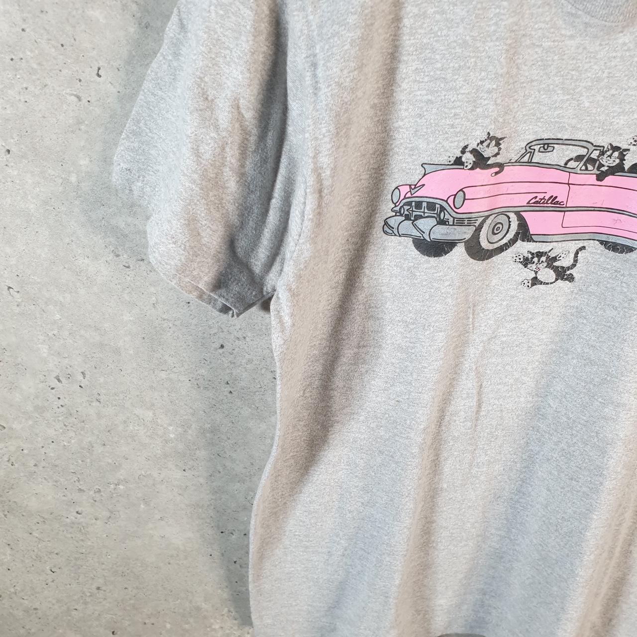 Vintage Cattilac Cadillac Graphic Car 90s USA Single Stitch T Shirt Men’s Small Grey