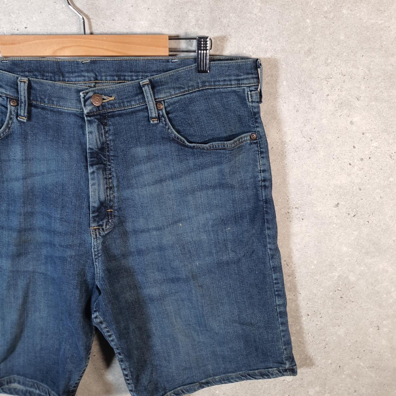 Vintage Wrangler Denim Shorts Jorts Cargo Men’s W38 Relaxed Blue Baggy Cotton