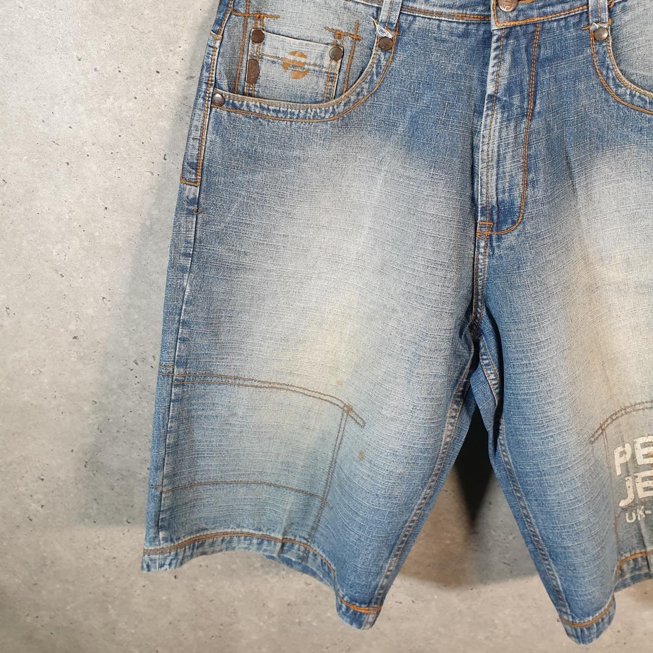 Vintage Pepe Jeans Baggy Y2K Hip Hop Jeans Shorts Jorts Mens W36 Blue Denim USA Big Fish Vintage