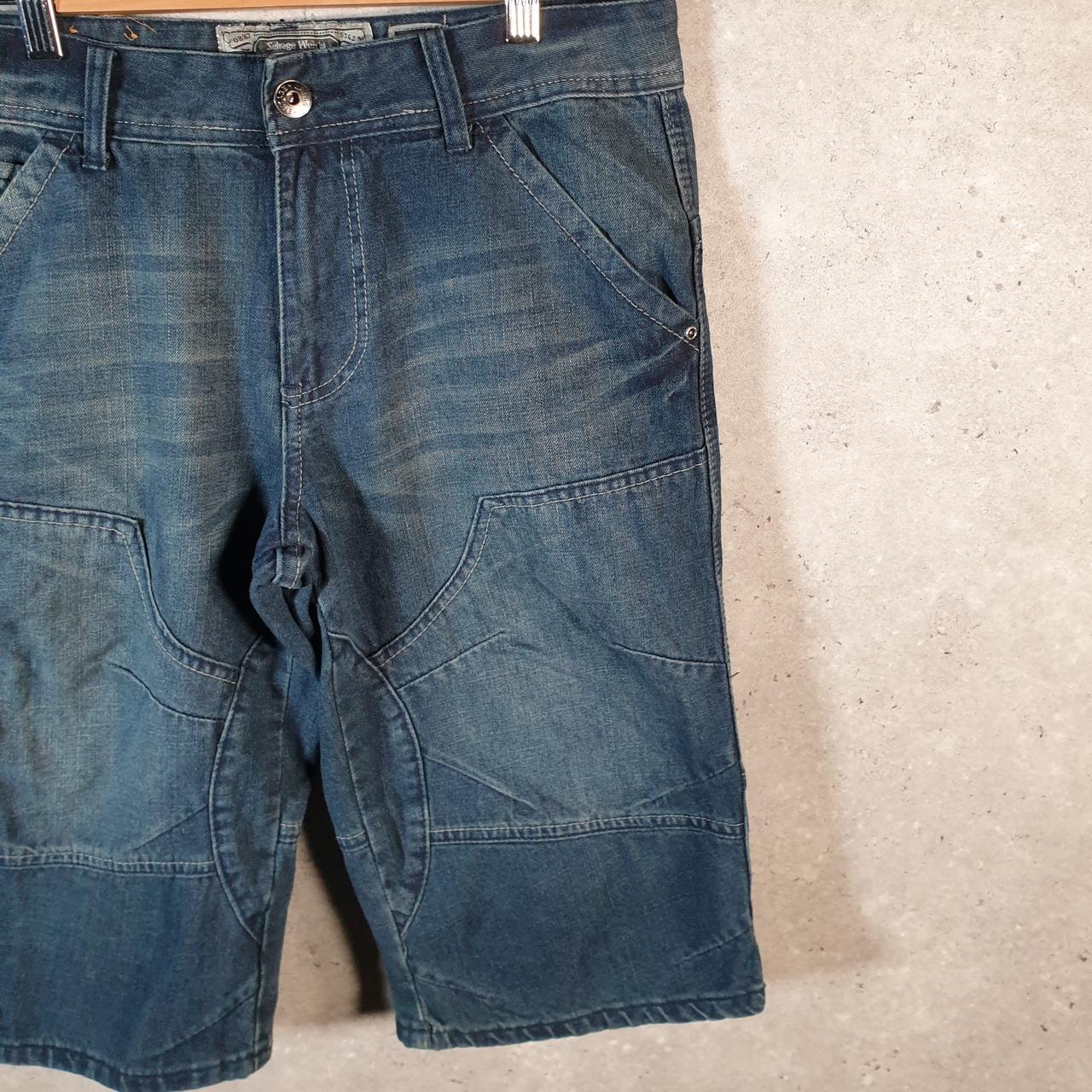 Vintage Urban Heritage Baggy Y2K Hip Hop Jeans Shorts Jorts Mens W32 Blue Denim USA Big Fish Vintage