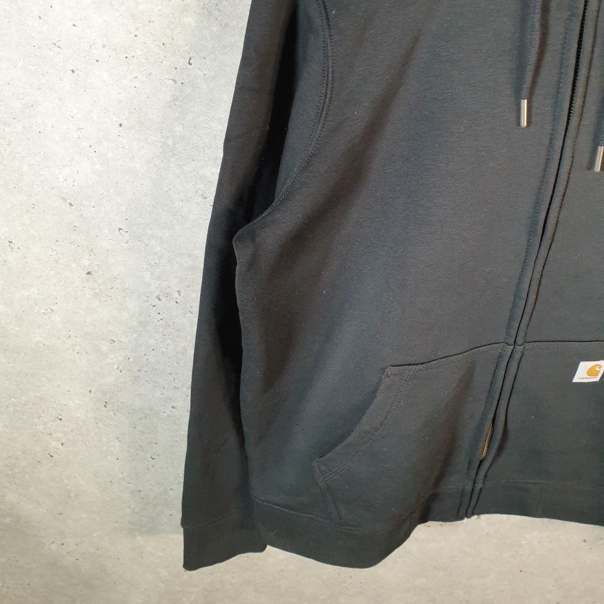 Vintage Carhartt Hoodie Womens Large Black Full Zip Sweatshirt USA Relaxed Fit
