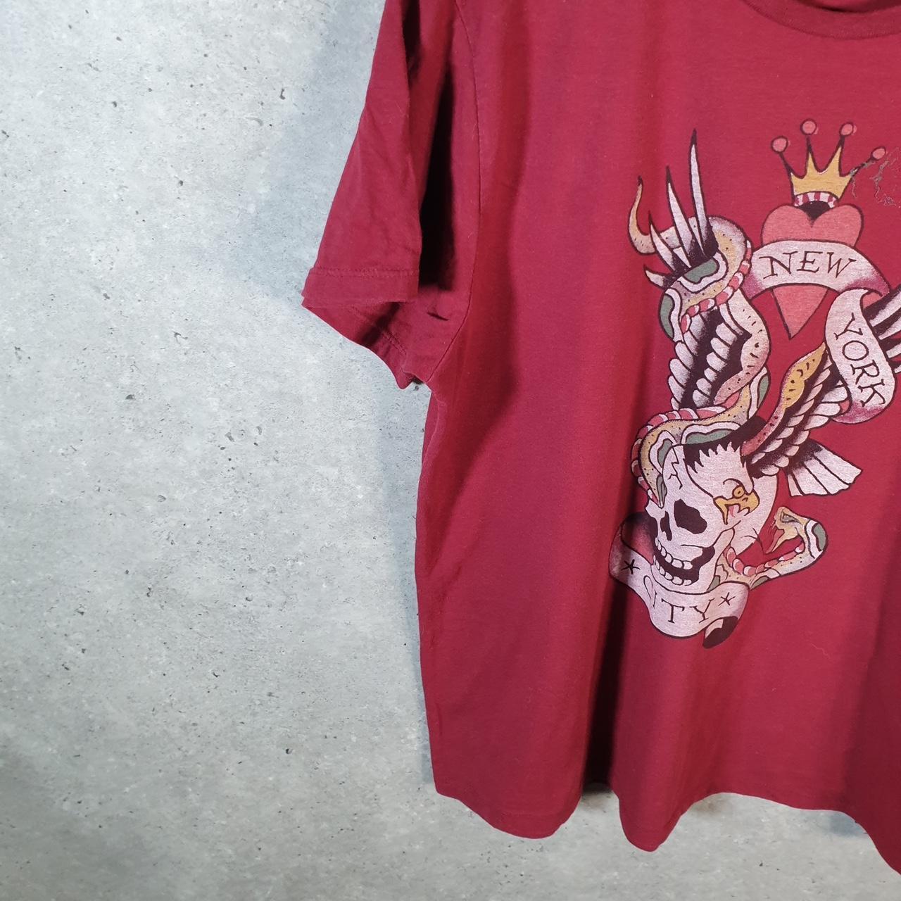 Vintage Ed Hardy T Shirt Men’s Large Red Christian Audigier Love Heart Graphic Skull Y2K