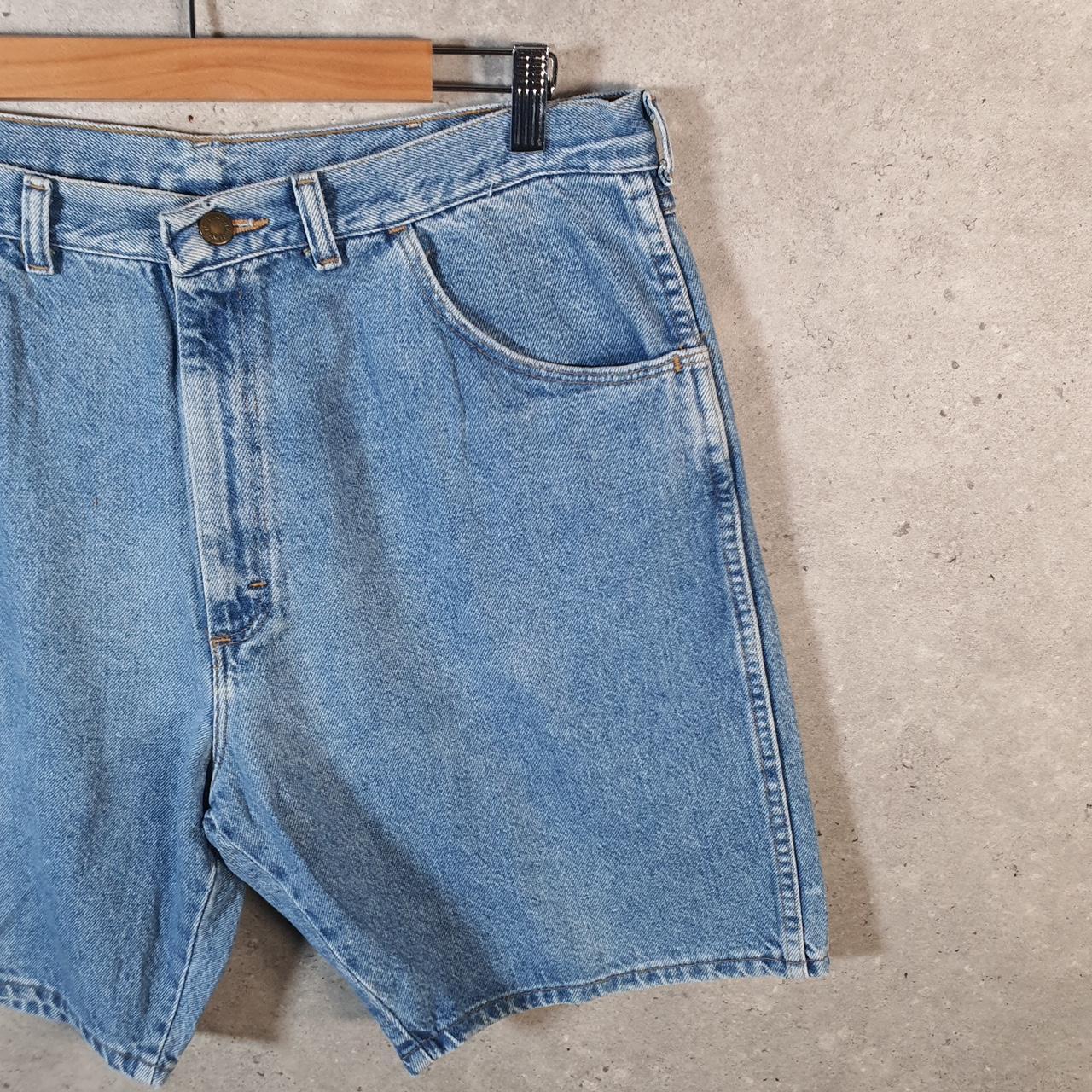 Vintage Wrangler Denim Shorts Jorts Cargo Men’s W36 Relaxed Blue Baggy Cotton