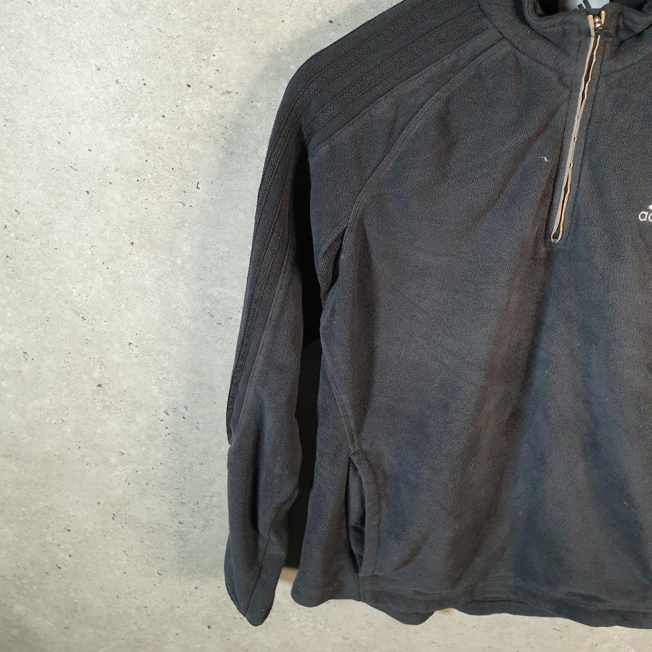Vintage Adidas 1/4 Zip Fleece Sweatshirt Womens Medium Black Spellout Logo Winter