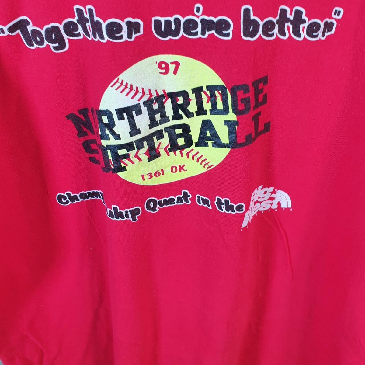 Vintage Hanes Beefy Northridge Softball 1997 USA Single Stitch T Shirt Men’s XL Red C9406