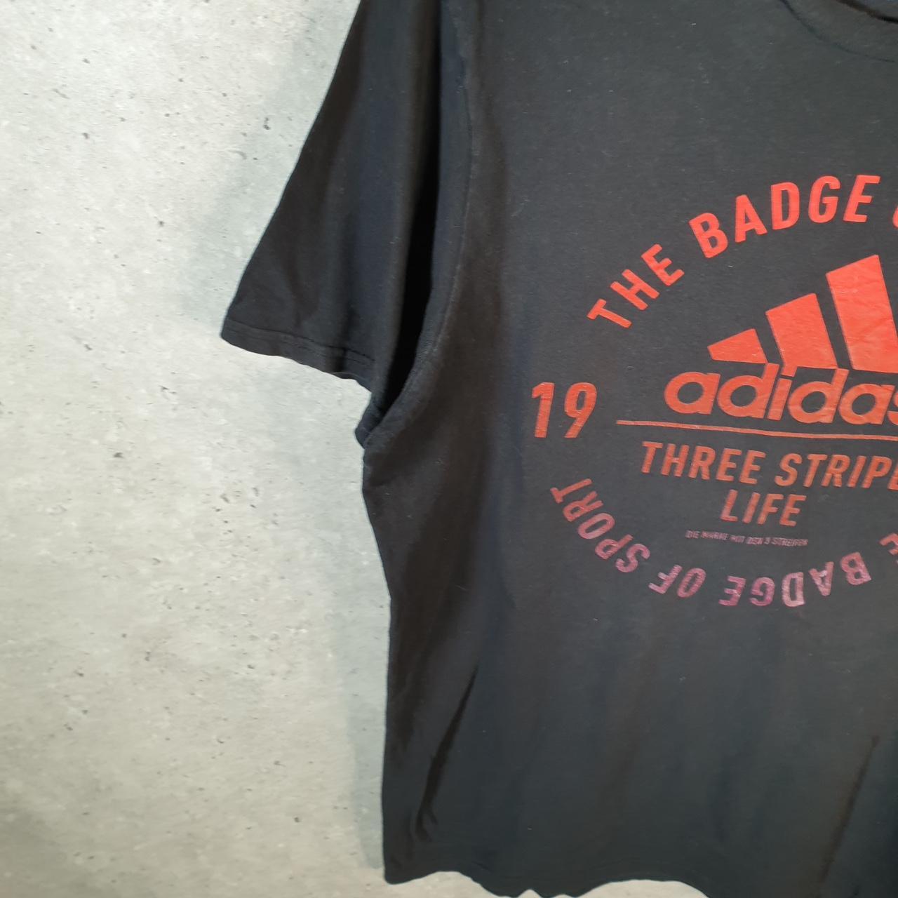 Vintage Adidas Amplifier Spellout T Shirt Men’s Large Black Three Stripes Logo Athletic