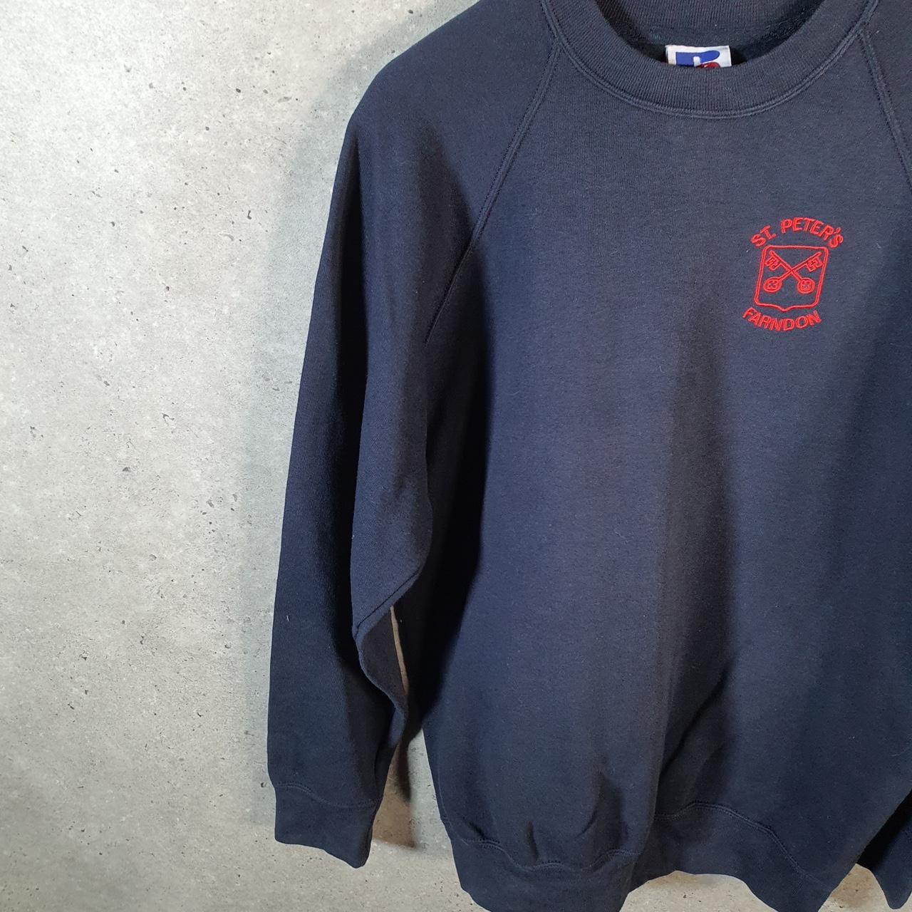 Vintage Russell Athletic St Peter’s Farndon USA Sweatshirt Men’s Medium Black Pullover