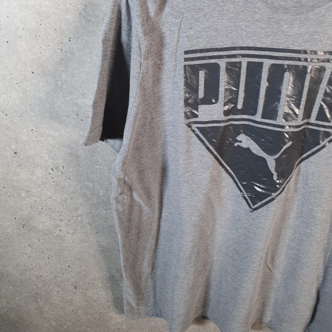 Vintage Puma Spellout T Shirt Men’s XL Grey Logo Athletic Casual