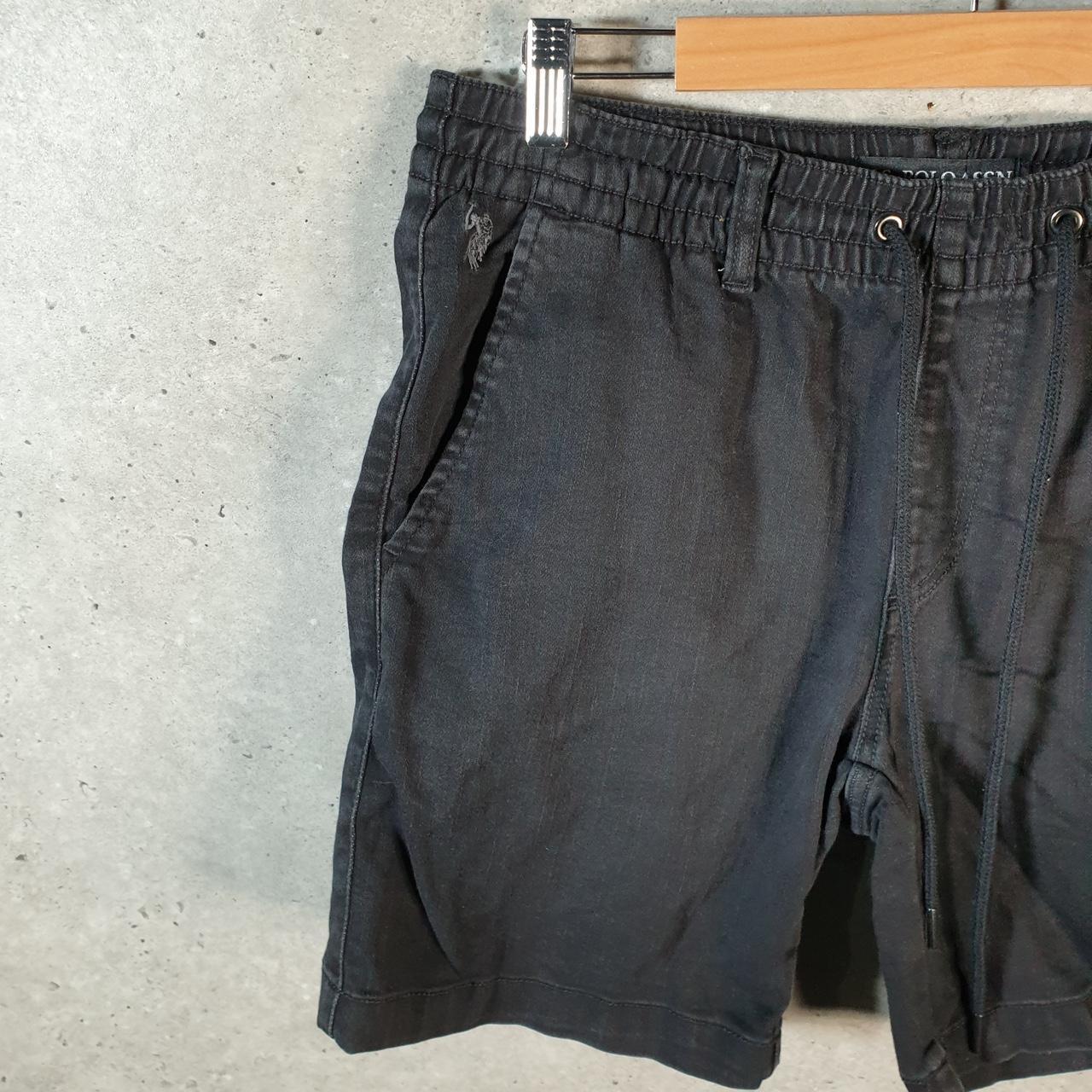 Vintage U.S. Polo Assn. Chino Shorts Jorts Cargo Mens Medium Black Baggy Cotton