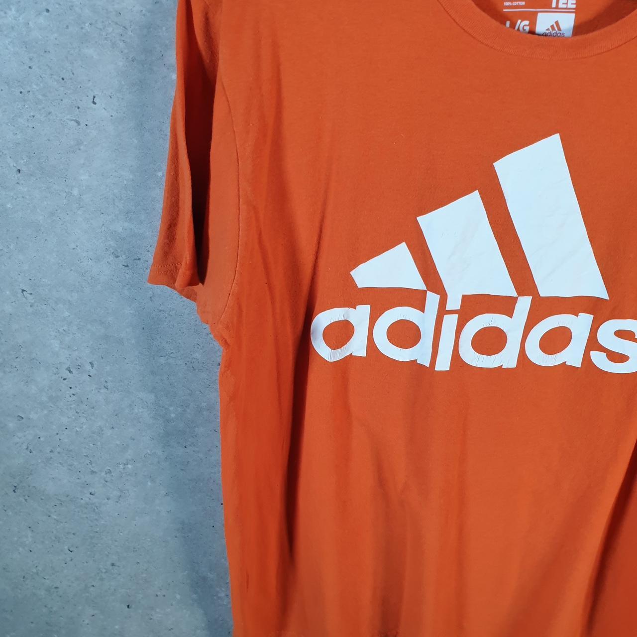 Vintage Adidas Go To Tee T Shirt Men’s Large Graphic Orange Three Stripes Logo Athletic