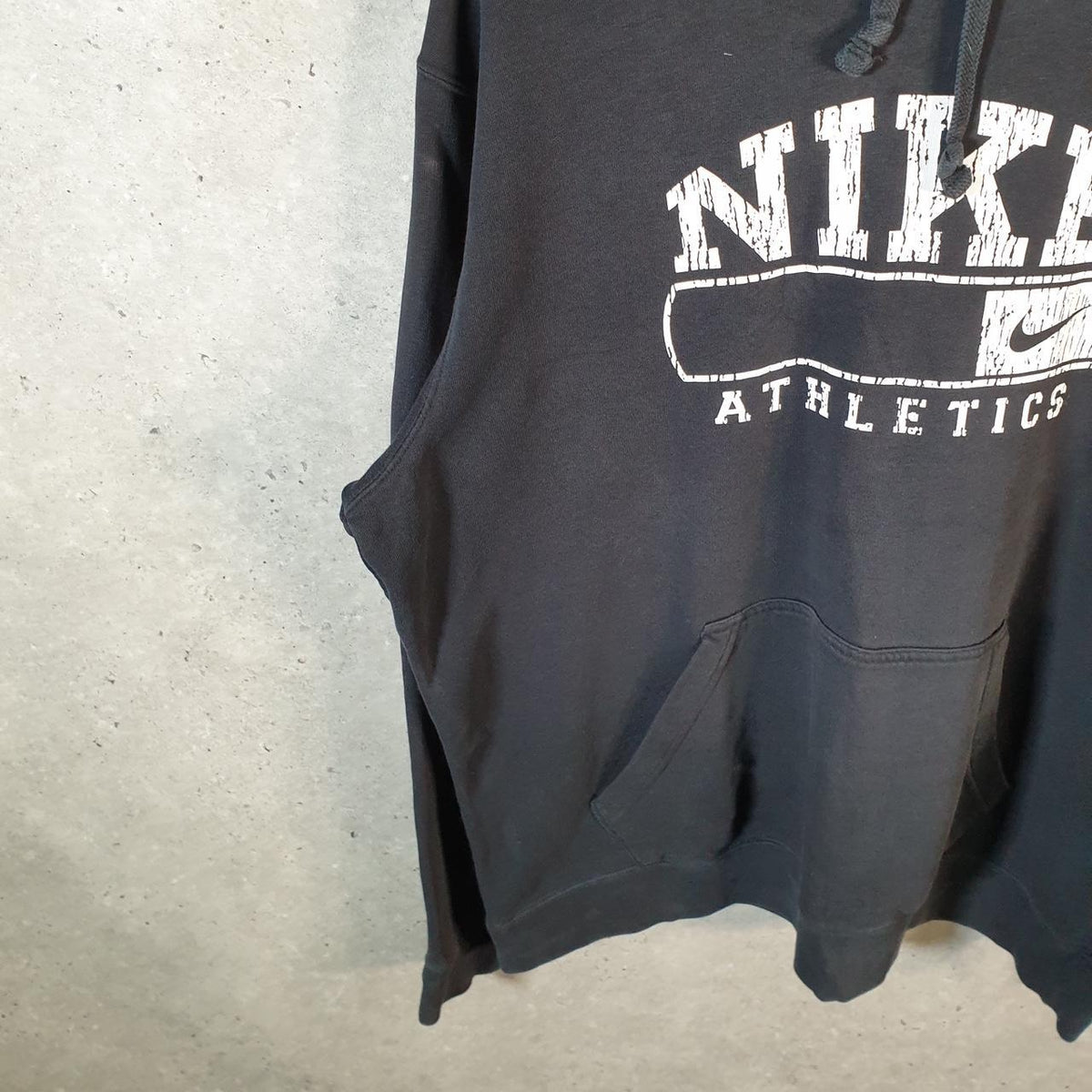 Vintage Nike 90s Athletic Department Hoodie Men’s Large Black Swoosh Pullover