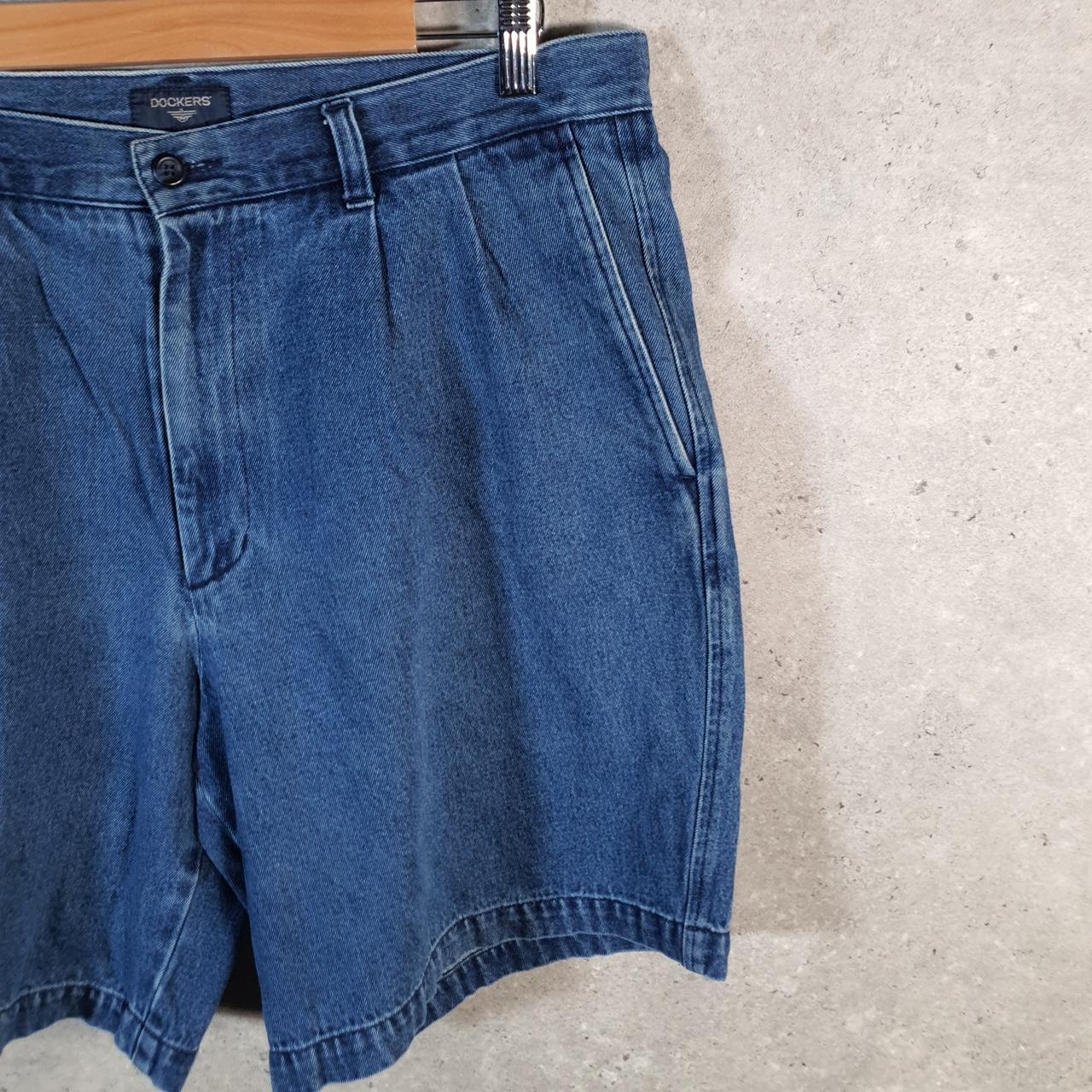 Vintage Dockers Denim Shorts Jorts Cargo Men’s W36 Blue Baggy Cotton