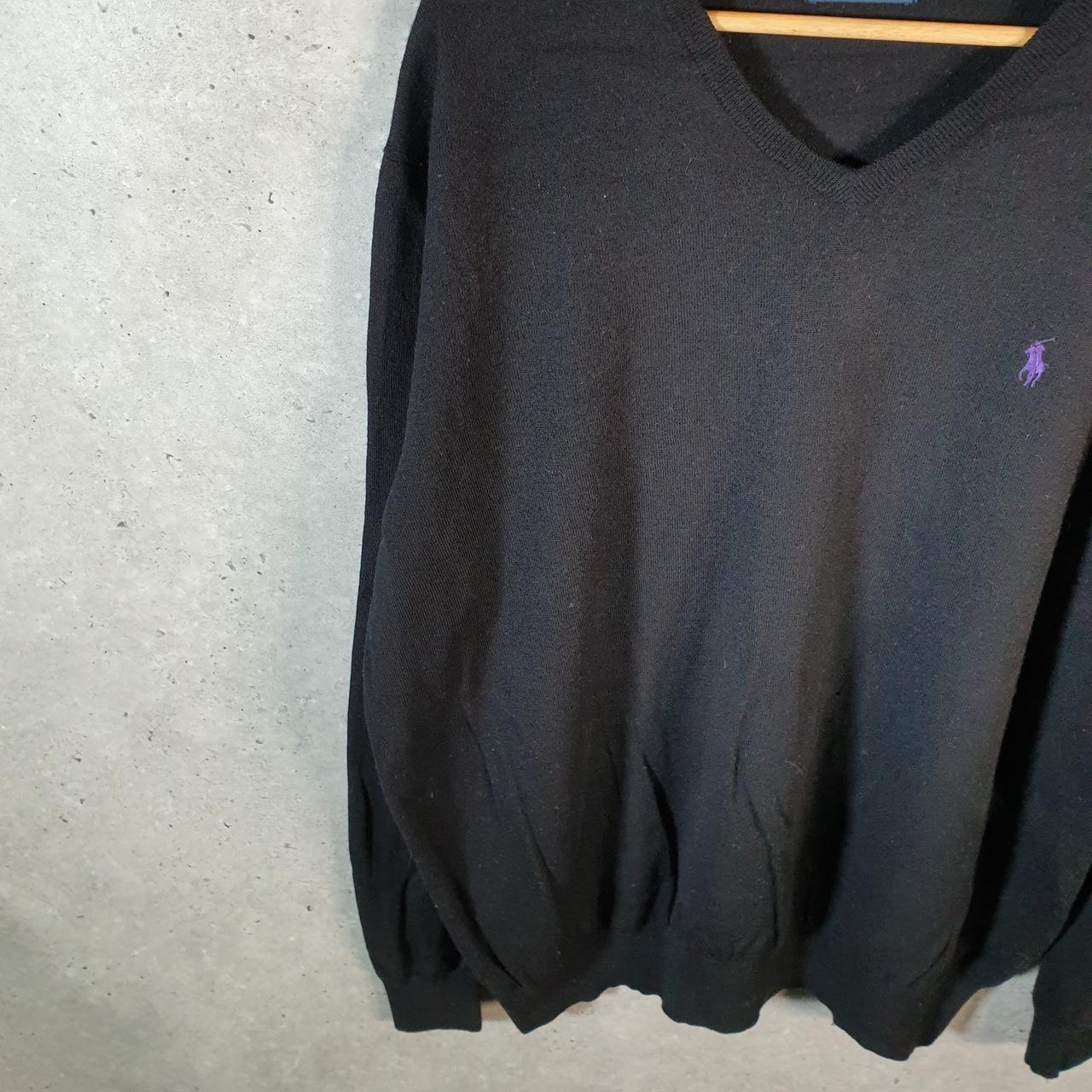 Vintage Ralph Lauren Polo Merino Wool Sweatshirt Men’s 2XL Black Cotton Pullover Pony
