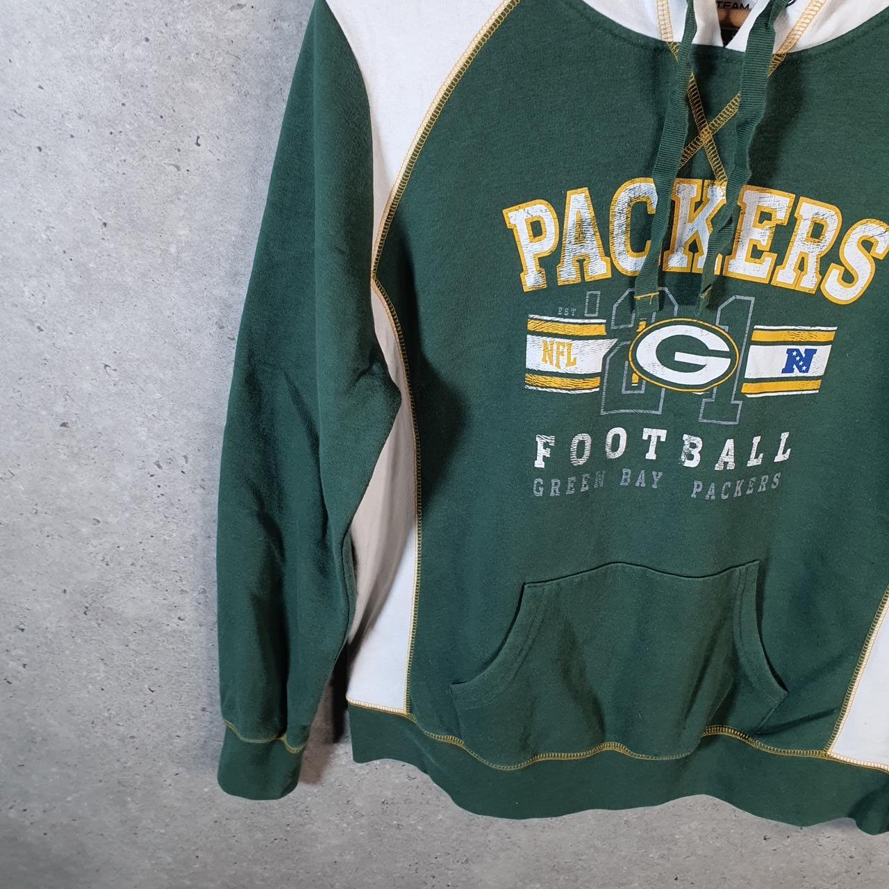 Vintage NFL Green Bay Packers Hoodie Womens L Green Pullover USA Pro Sport