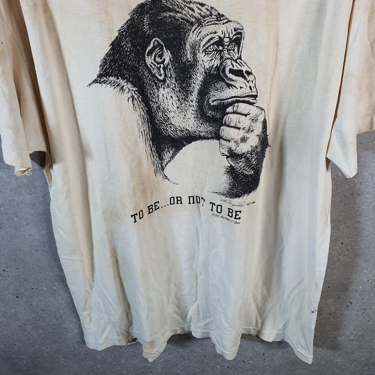 Vintage Human I Tees Gorilla 1990 Environmental USA Single Stitch T Shirt Men’s XL White