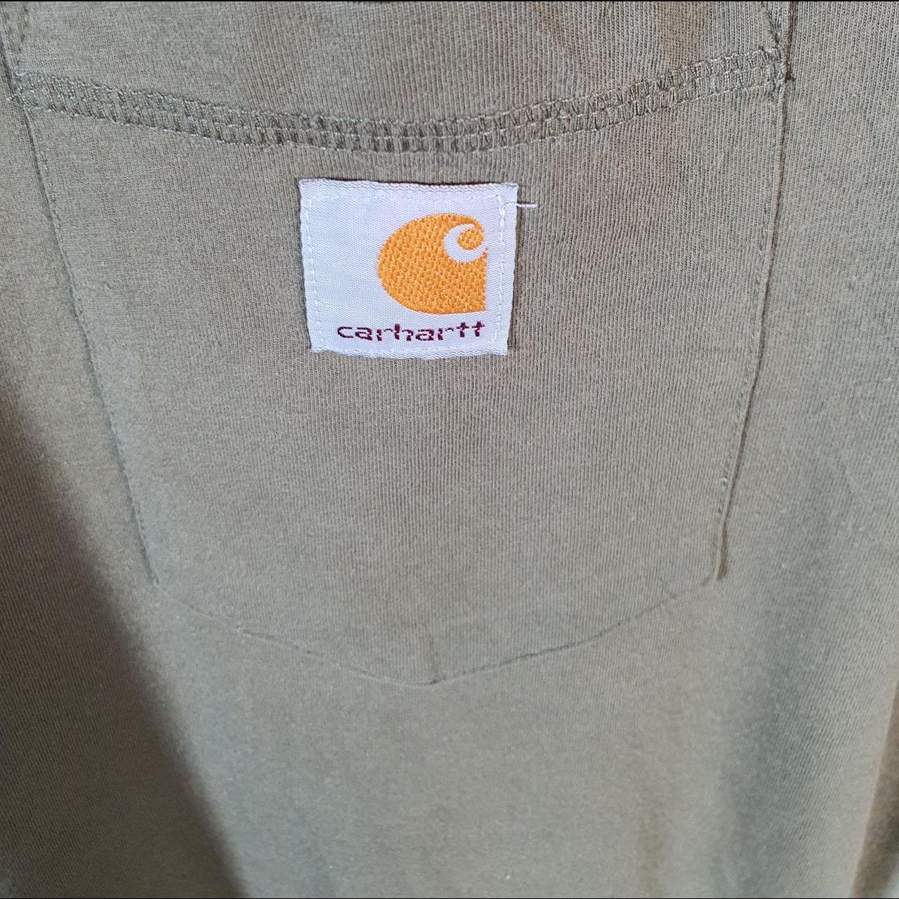 Vintage Carhartt Pocket T Shirt Men’s Medium Khaki Green Workwear Chore Utility Relaxed Fit C9269