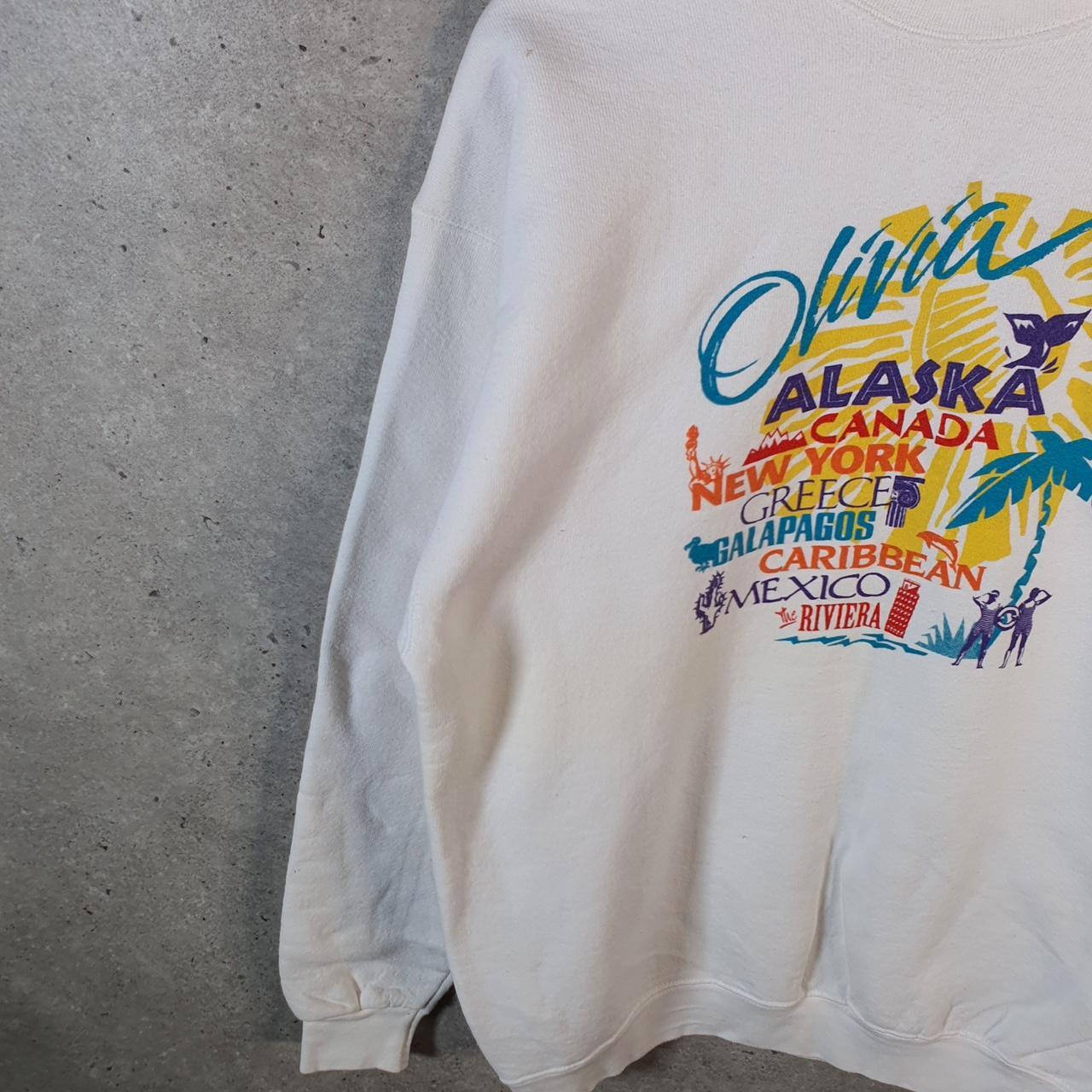 Vintage Lee Ultraweight Sweatshirt Men’s Medium White USA Olivia Alaska Holiday New York