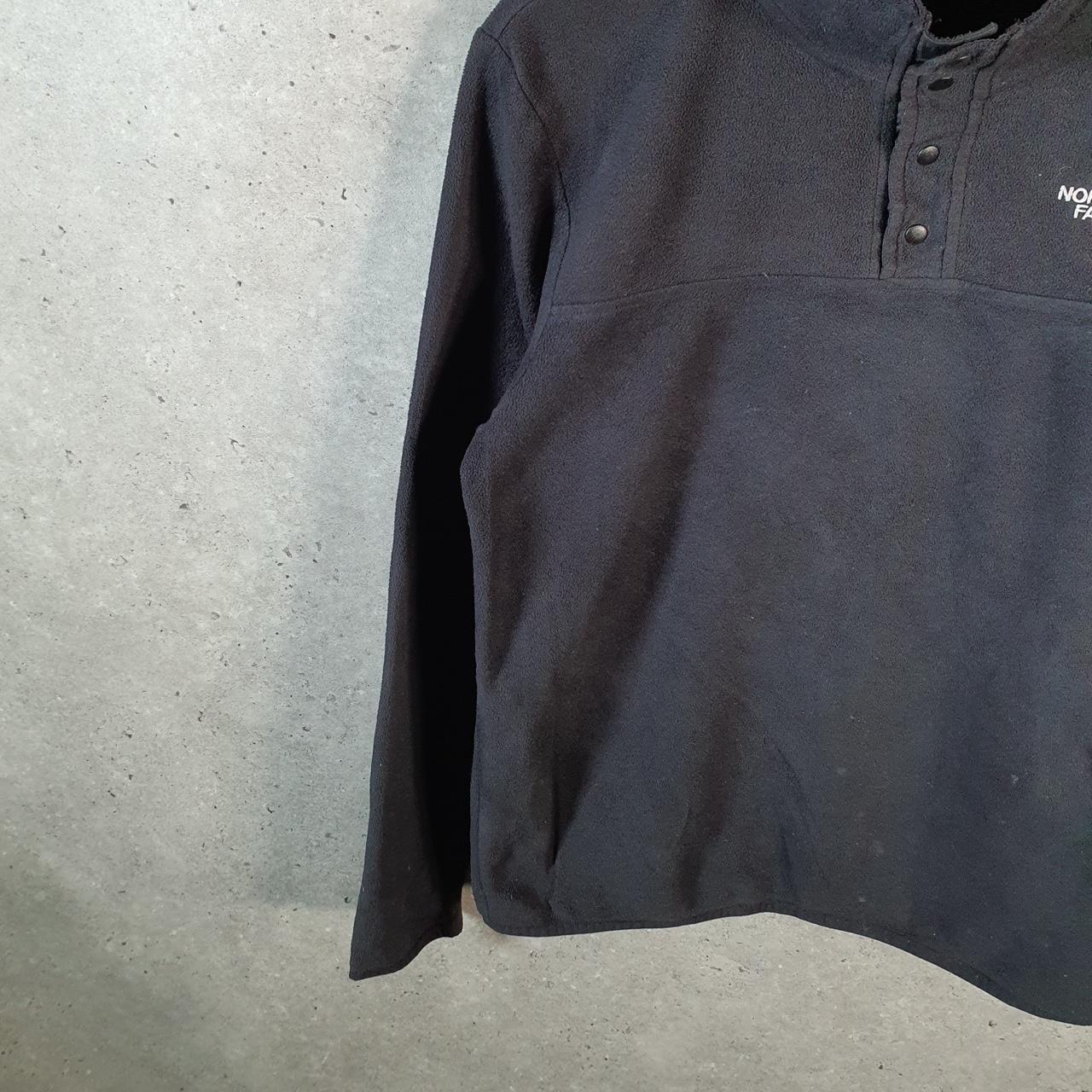 Vintage The North Face TNF Teddy Fleece Sweatshirt  Youth XL Black 1/4 Button Logo