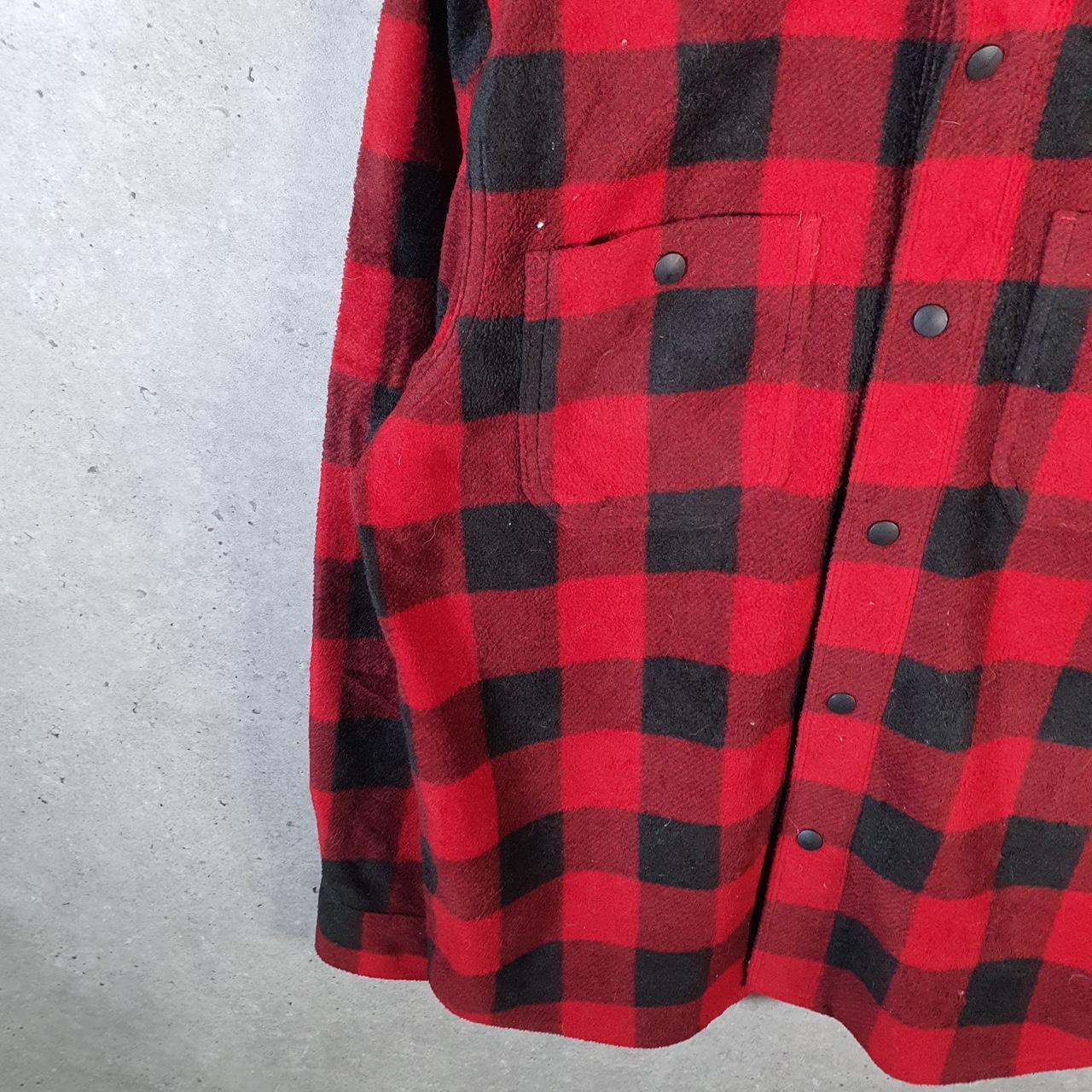 Vintage Chaps Ralph Lauren Overshirt Shacket Fleece Sweatshirt Mens Medium Red Button