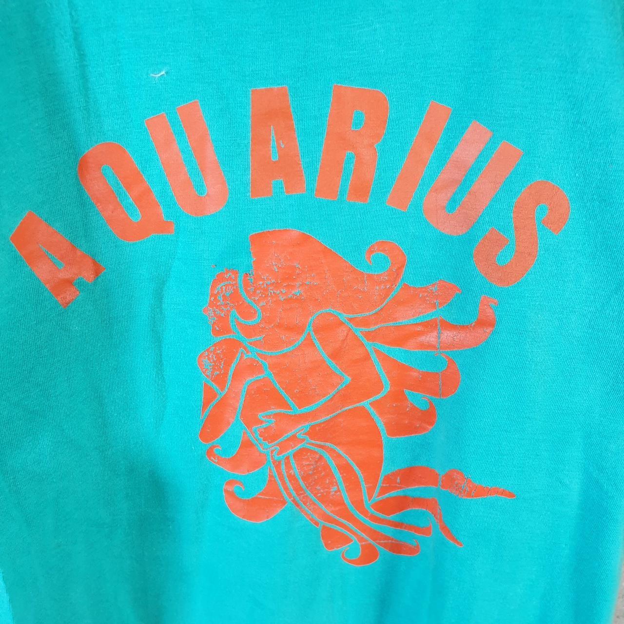 Vintage Aquarius Astrology Graphic 90s USA Single Stitch T Shirt Men’s XS Blue