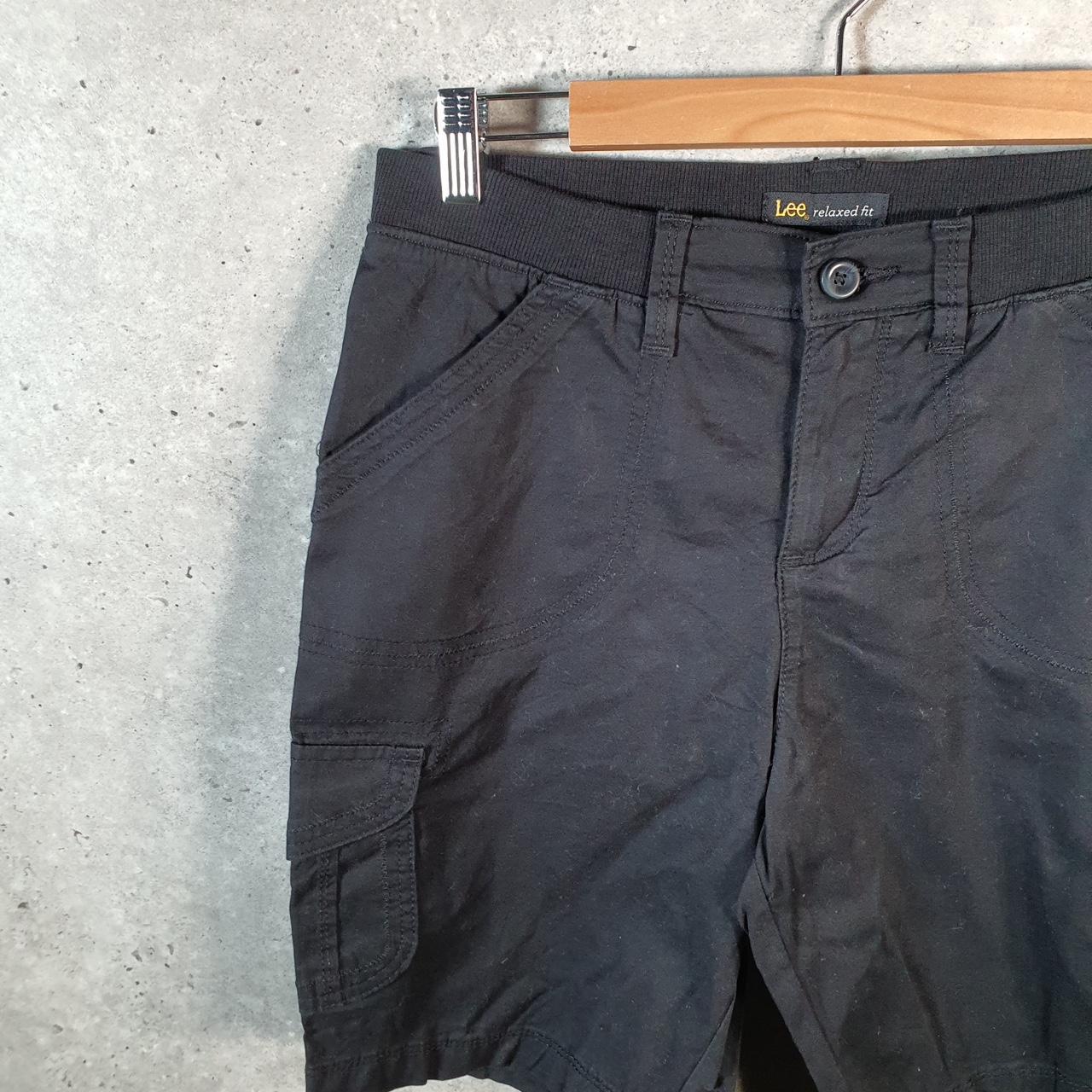 Vintage Lee Chino Shorts Jorts Cargo Womens W30 Black Baggy Cotton A4441