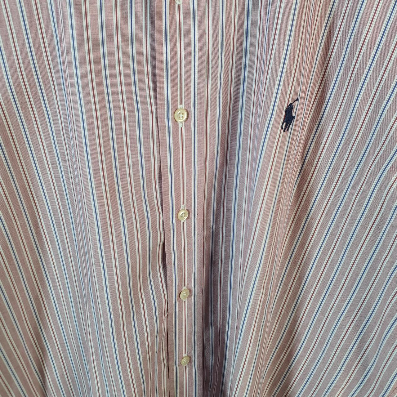 Vintage Ralph Lauren Button Down Shirt Men’s Large Pink Striped Andrew Fit Pony Big Fish Vintage