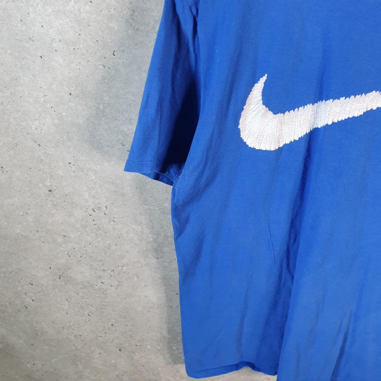 Vintage Nike Club Spellout T Shirt Men’s Large Blue Logo Swoosh Athletic