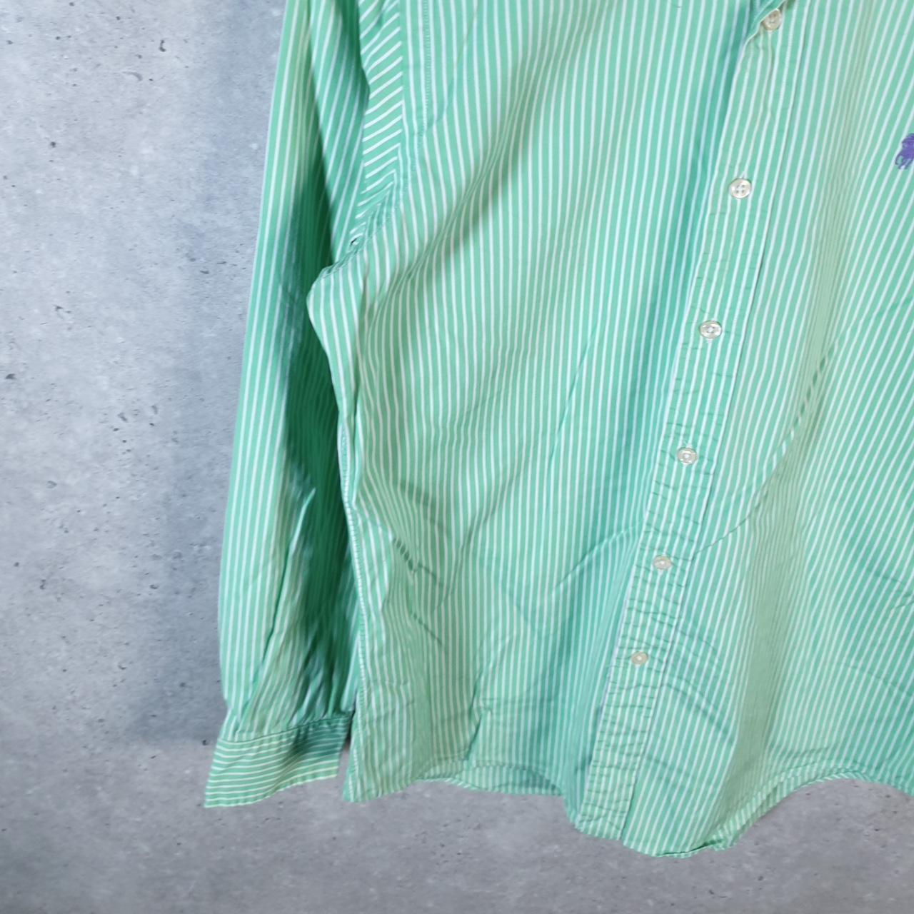 Vintage Ralph Lauren Button Down Shirt Men’s Small Green Custom Fit Cotton Stretch Pony