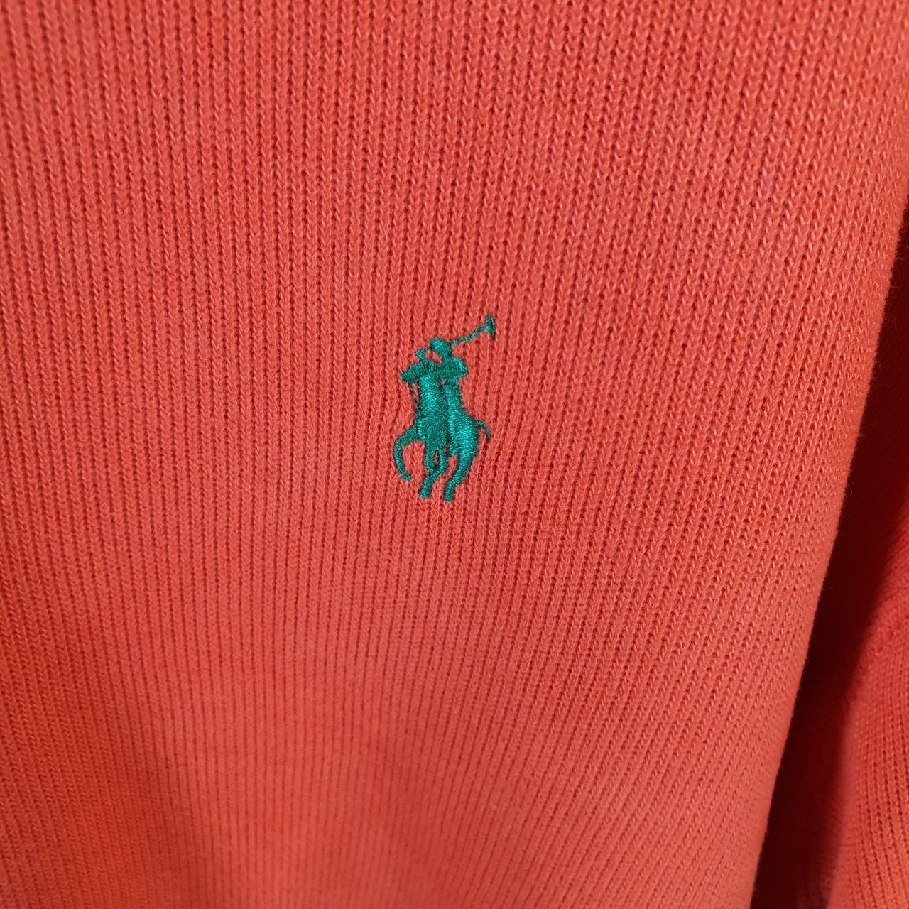 Vintage Ralph Lauren Polo 1/4 Zip Sweatshirt Men’s Medium Orange Cotton Pullover Pony