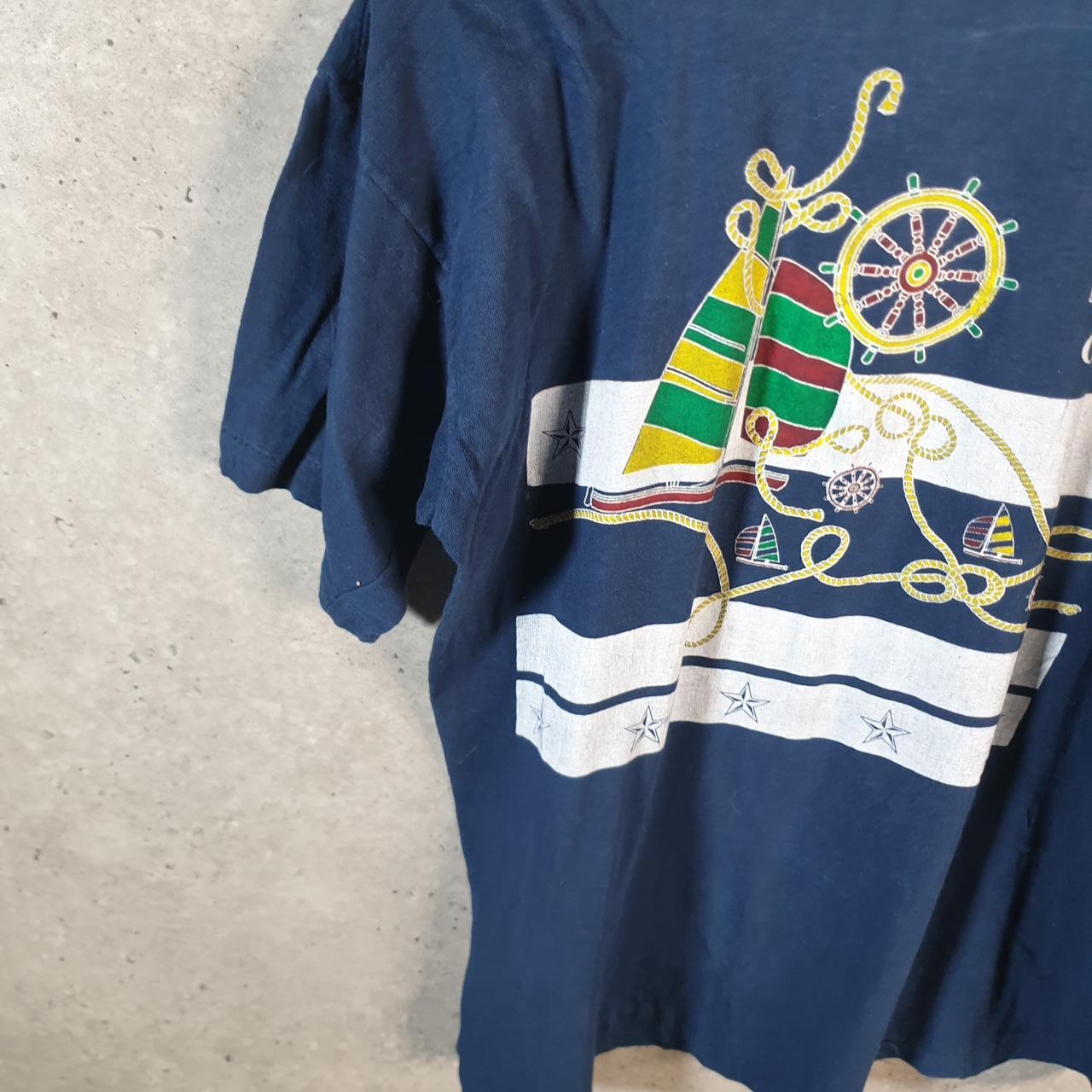 Vintage Task Force Capri Ship Sailing 90s USA Single Stitch T Shirt Men’s Medium Navy Blue