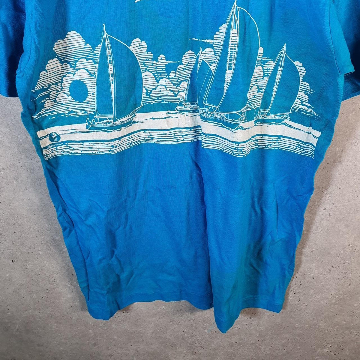 Vintage Power T Oneita USA Long Island Graphic Single Stitch T Shirt Men’s XL Blue Big Fish Vintage
