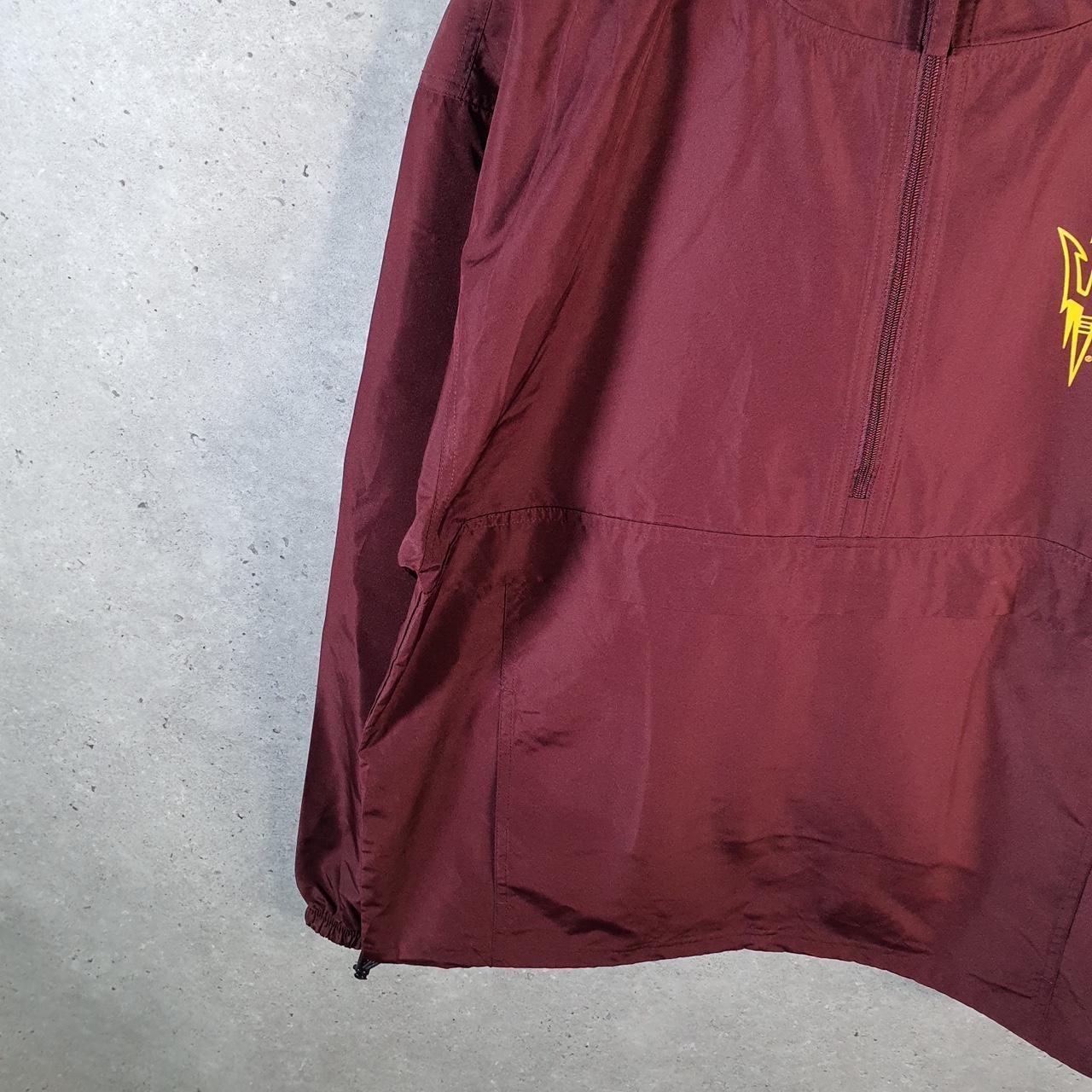 Vintage Champion Windbreaker Track Jacket Mens Medium Burgundy Logo 1/4 Zip Hoodie