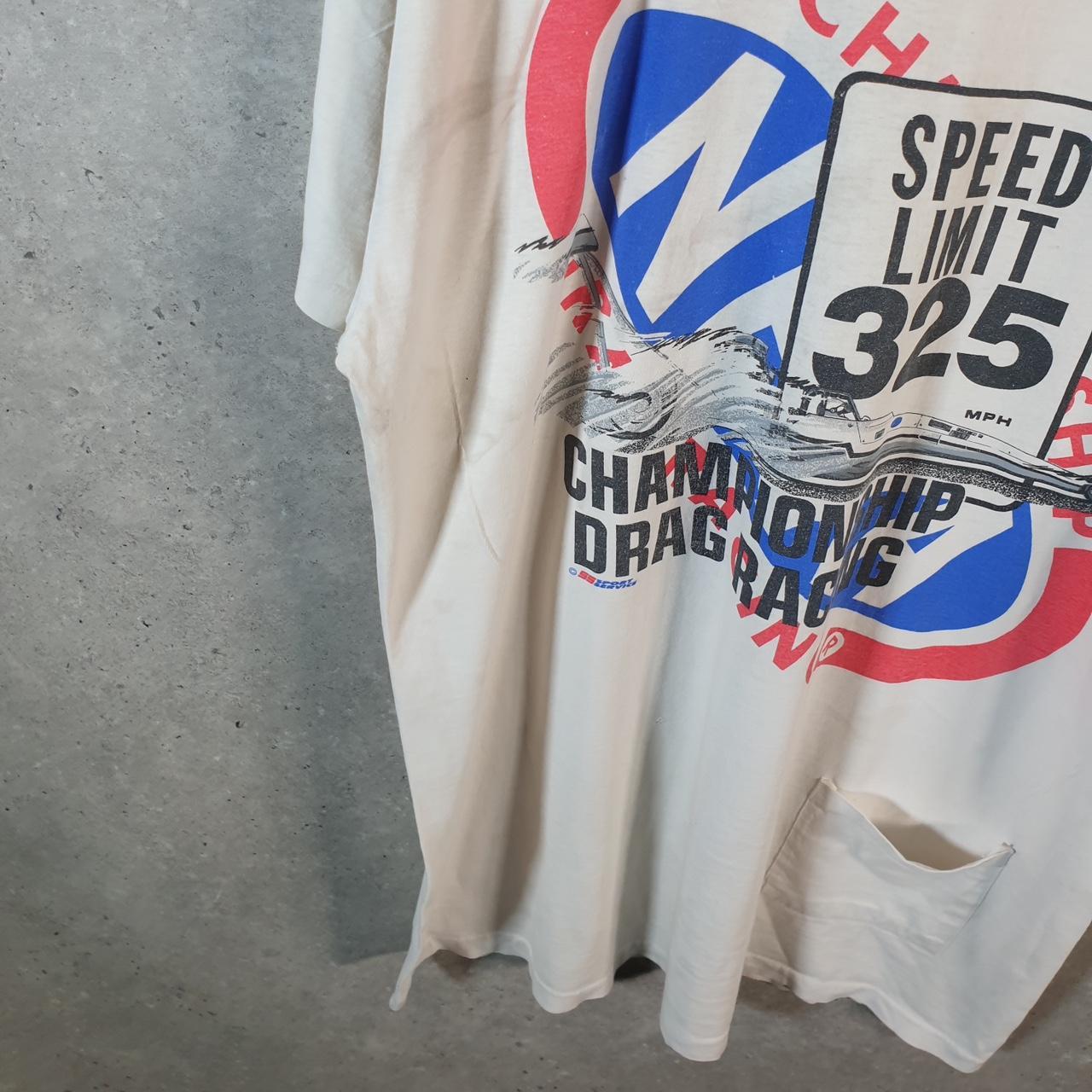 Vintage Drag Racing Car Graphic 90s USA Single Stitch T Shirt Men’s 2XL White