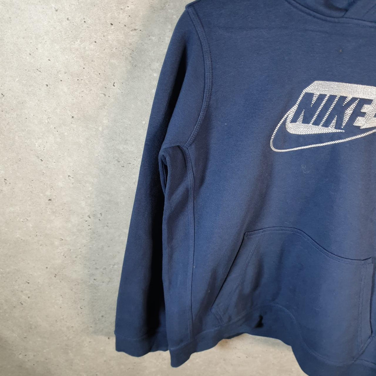 Vintage Nike Club Hoodie Womens XL Navy Blue Swoosh Y2K Pullover