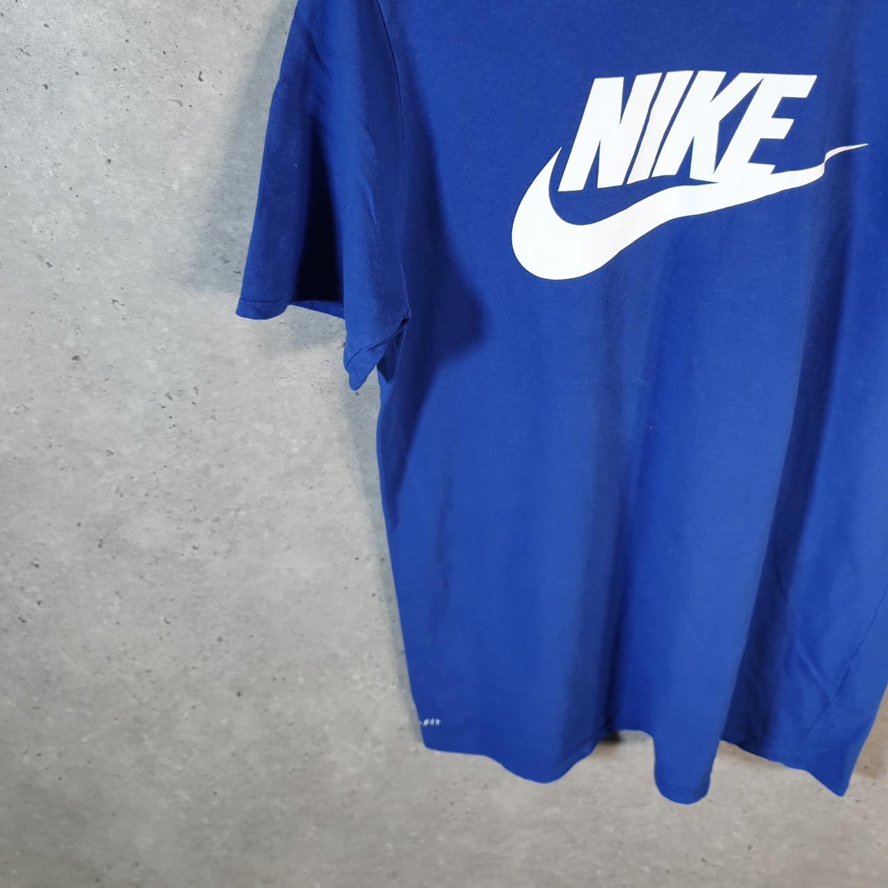 Vintage Nike Spellout Club Dri Fit T Shirt Men’s Large Blue Logo Swoosh Athletic