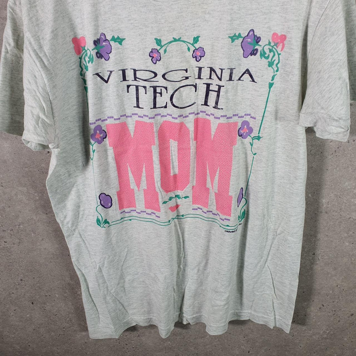 Vintage Fruit of the Loom Virginia Tech Mom Single Stitch T Shirt Men’s Large Grey Big Fish Vintage
